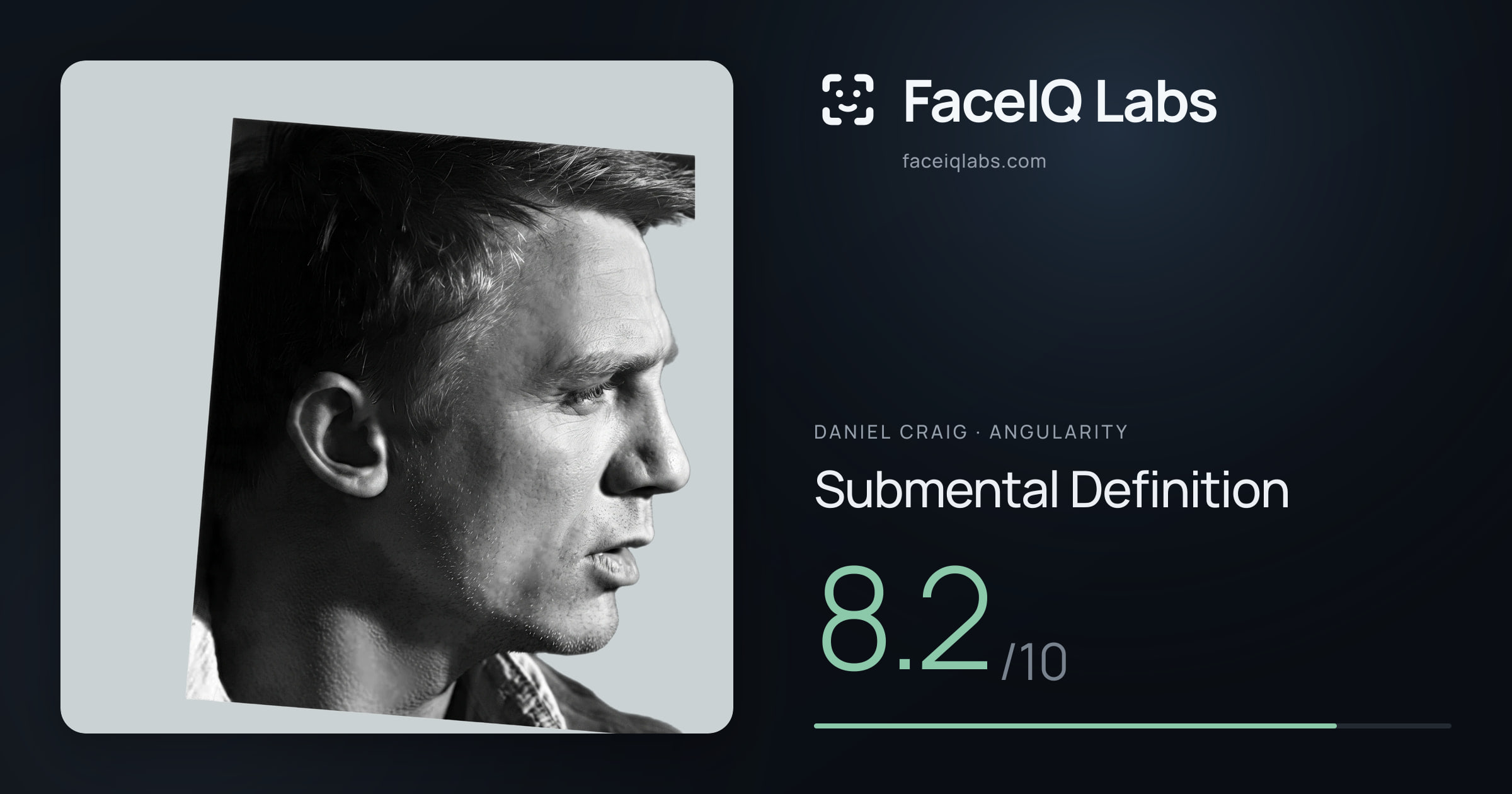 Daniel Craig Submental Definition: 8.2/10, drawn on the photo