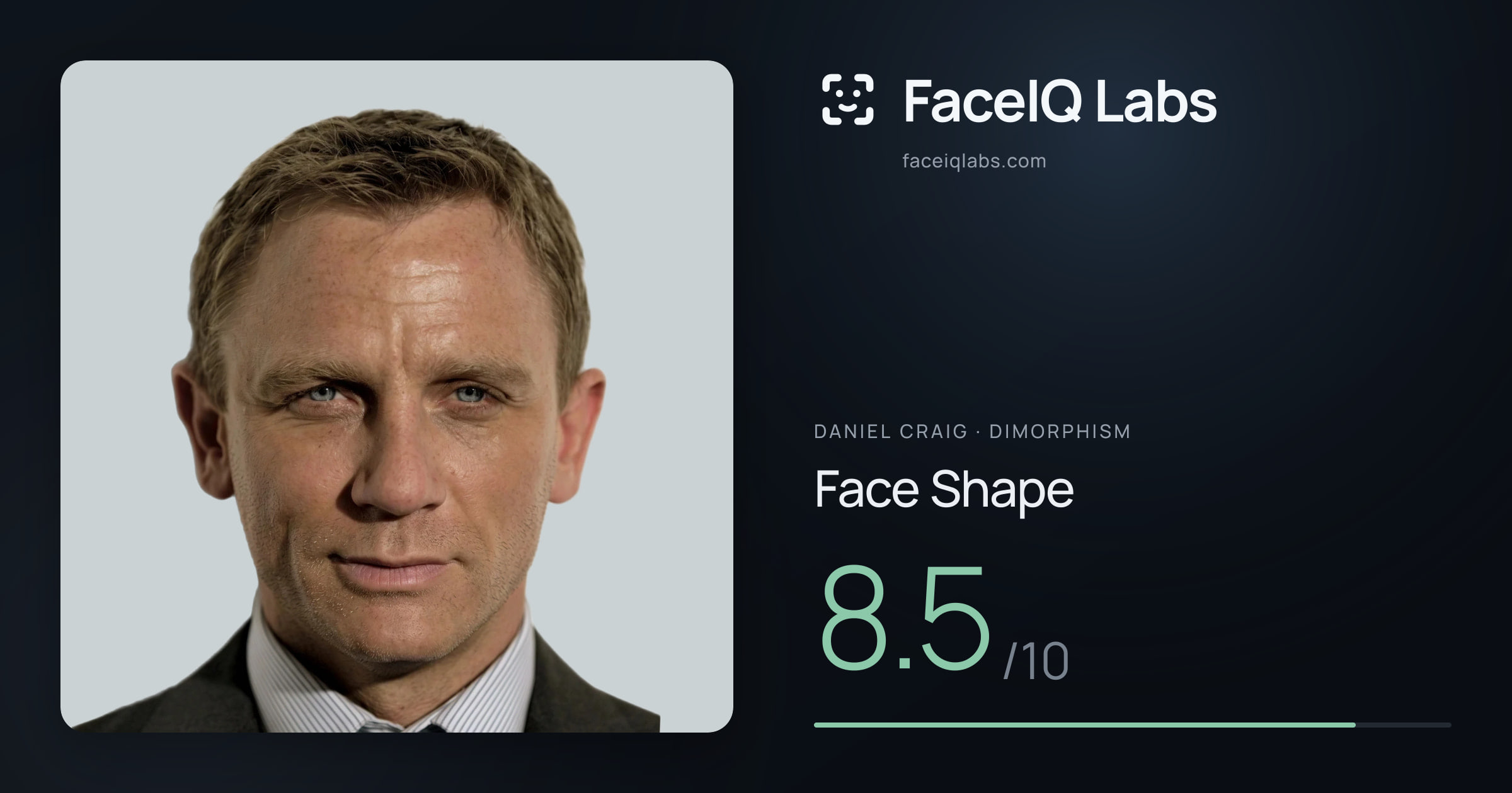 Daniel Craig Face Shape: 8.5/10, drawn on the photo