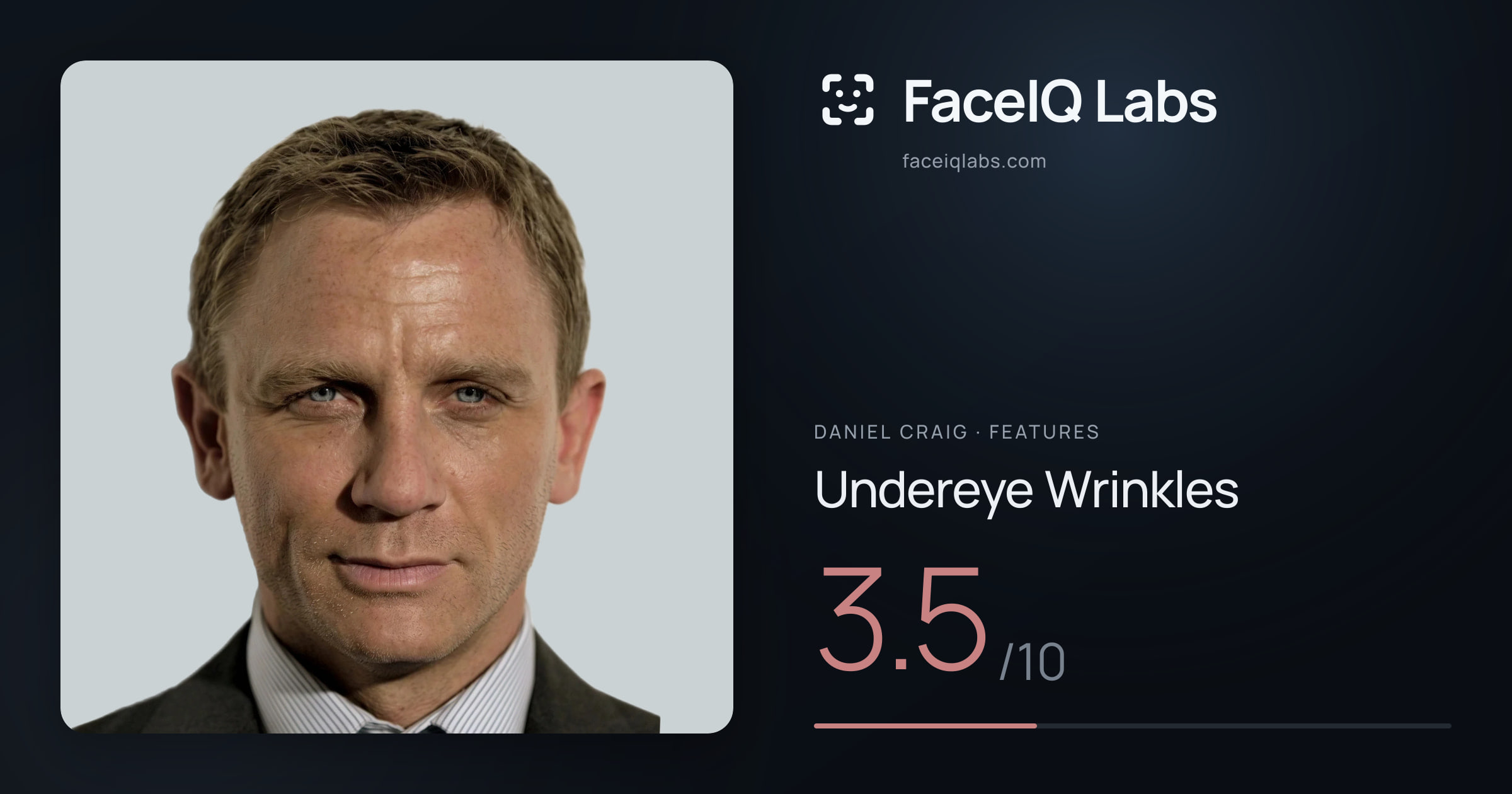 Daniel Craig Undereye Wrinkles: 3.5/10, drawn on the photo