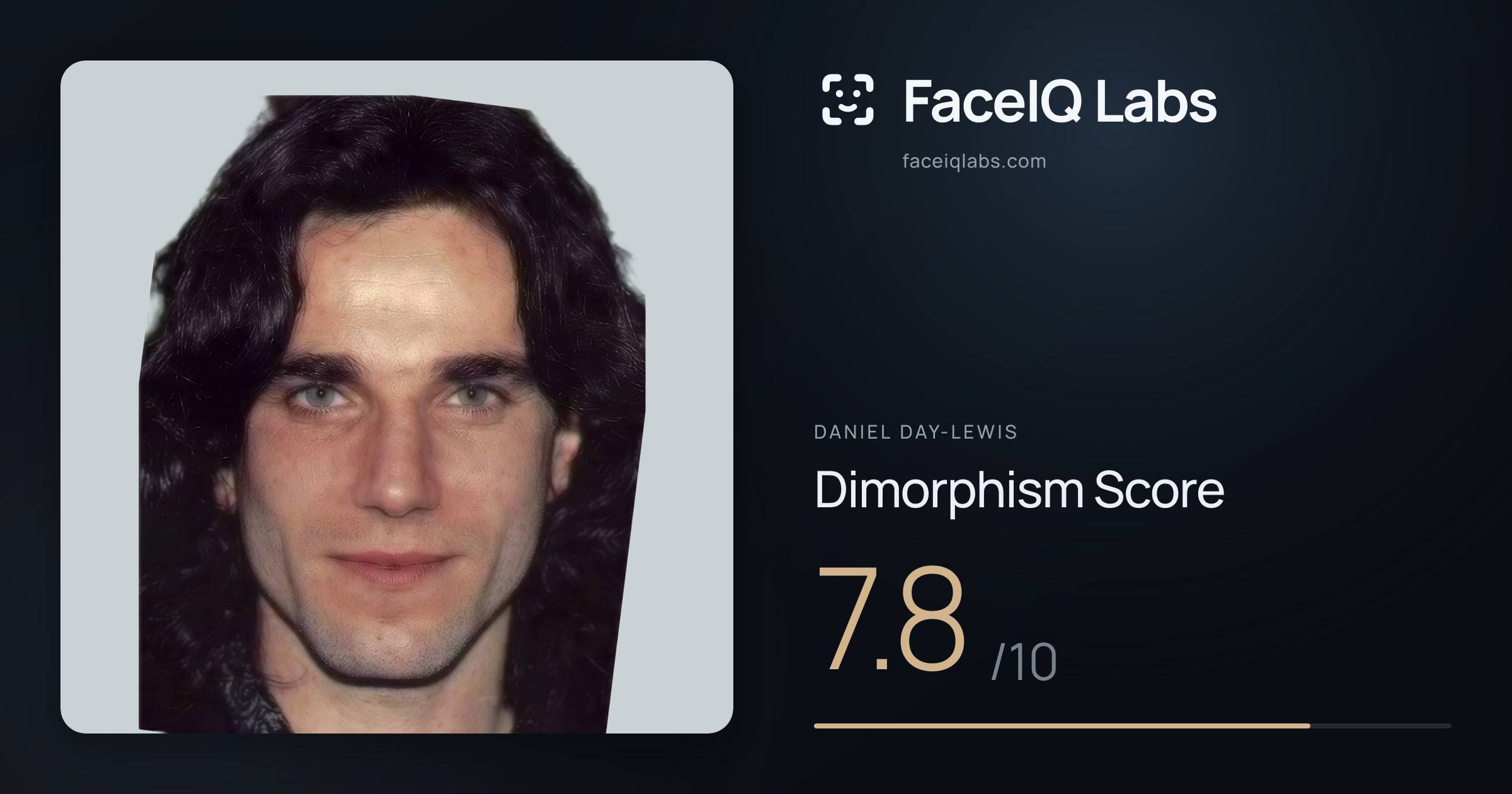 Daniel Day-Lewis Dimorphism: 7.8/10, with each assessment drawn on the photo