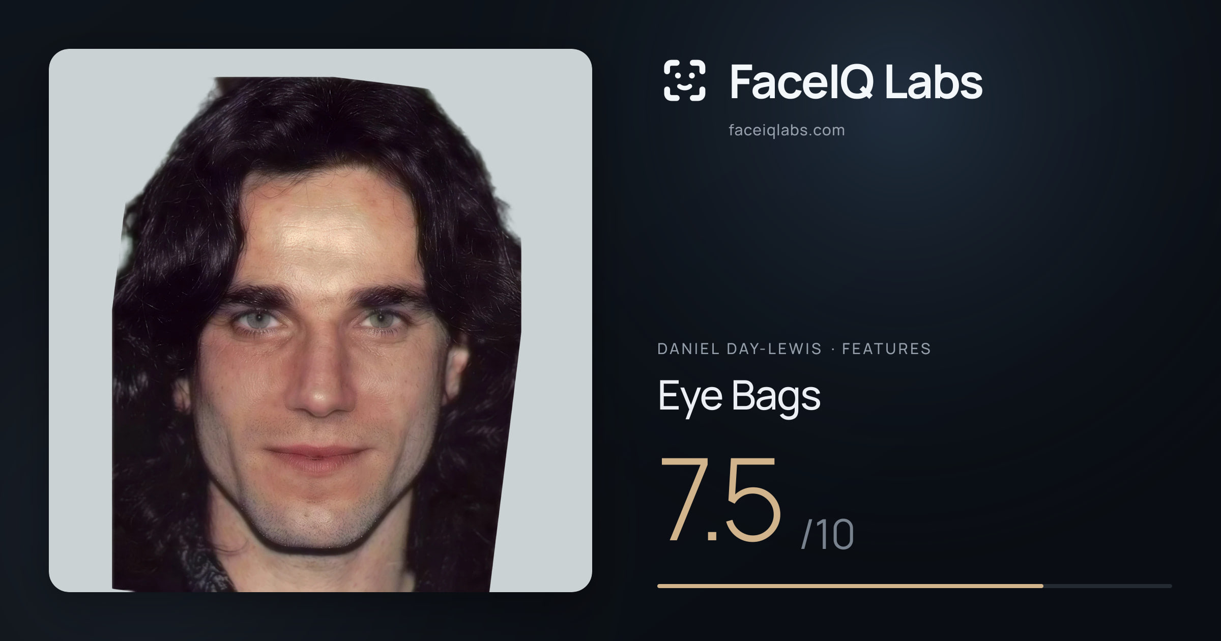 Daniel Day-Lewis Eye Bags: 7.5/10, drawn on the photo
