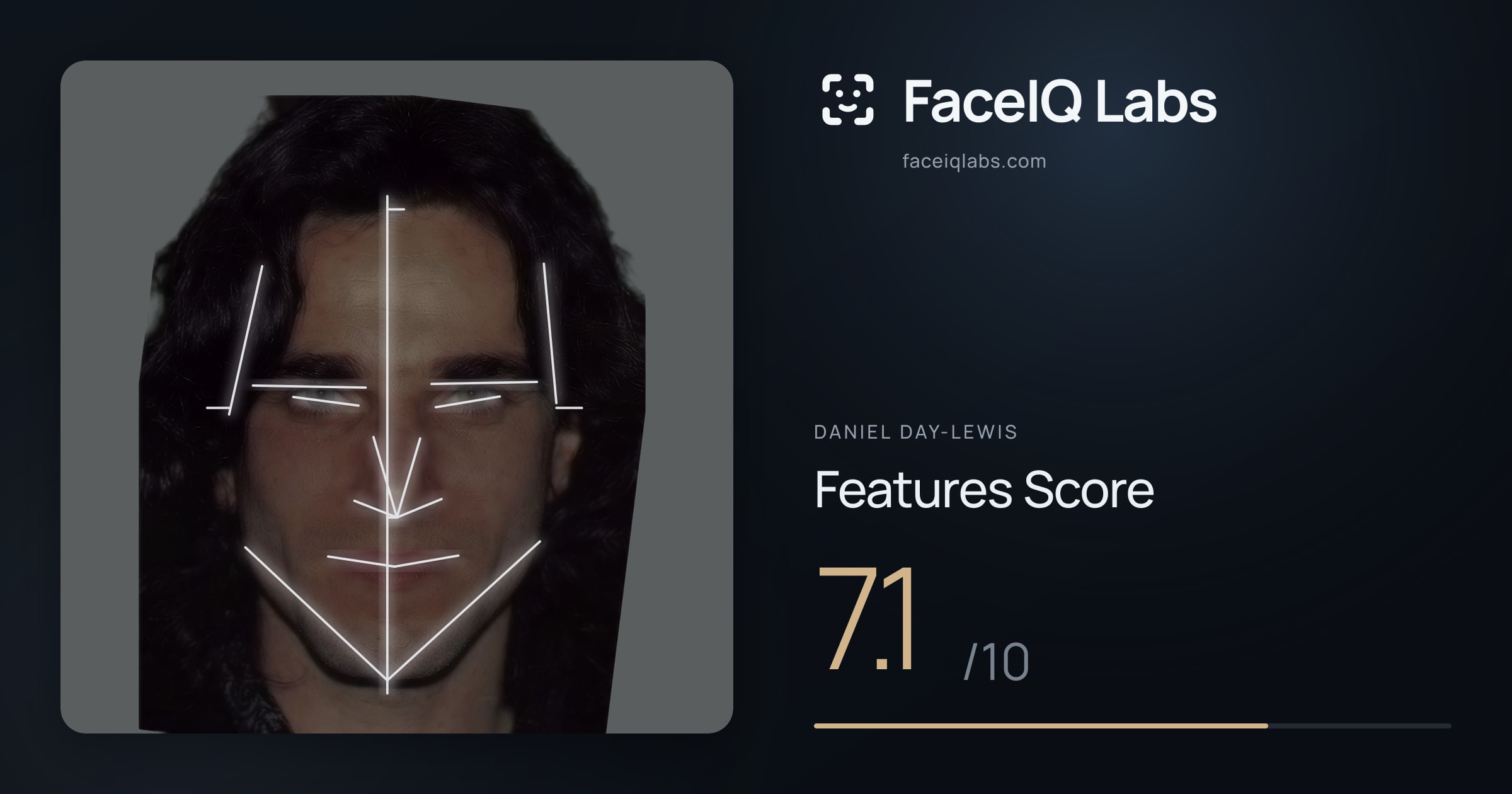 Daniel Day-Lewis Features: 7.1/10, with each assessment drawn on the photo