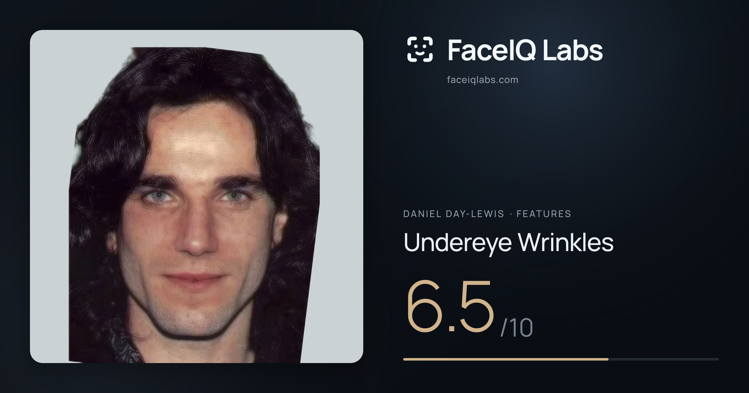 Daniel Day-Lewis Undereye Wrinkles: 6.5/10, drawn on the photo
