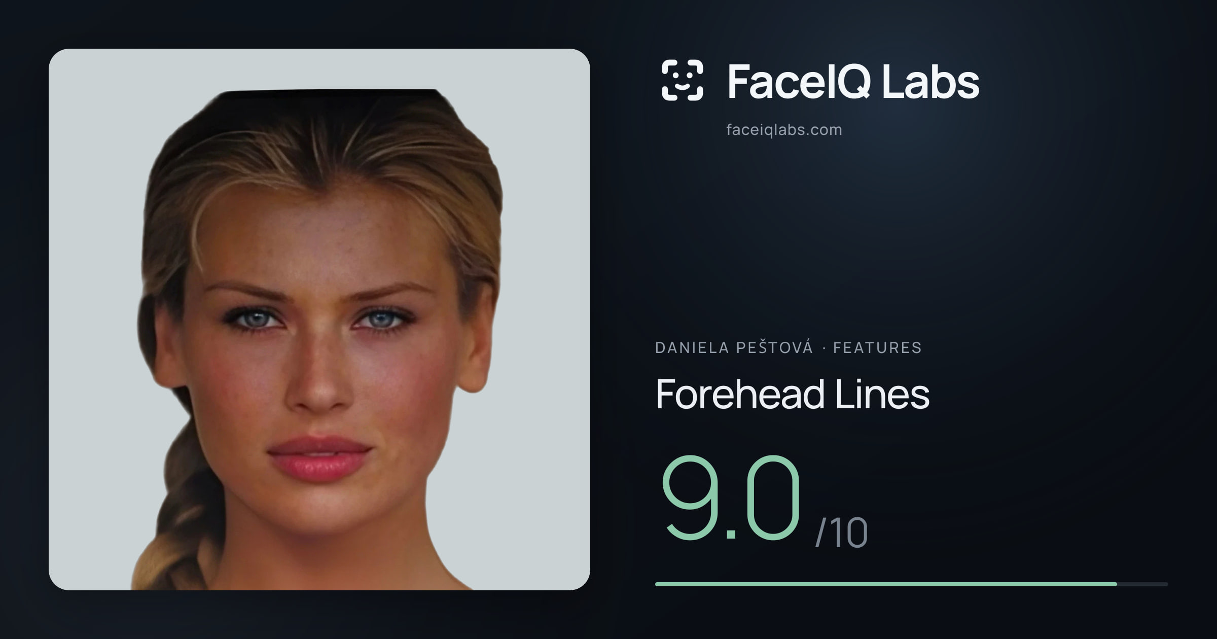 Daniela Peštová Forehead Lines: 9.0/10, drawn on the photo