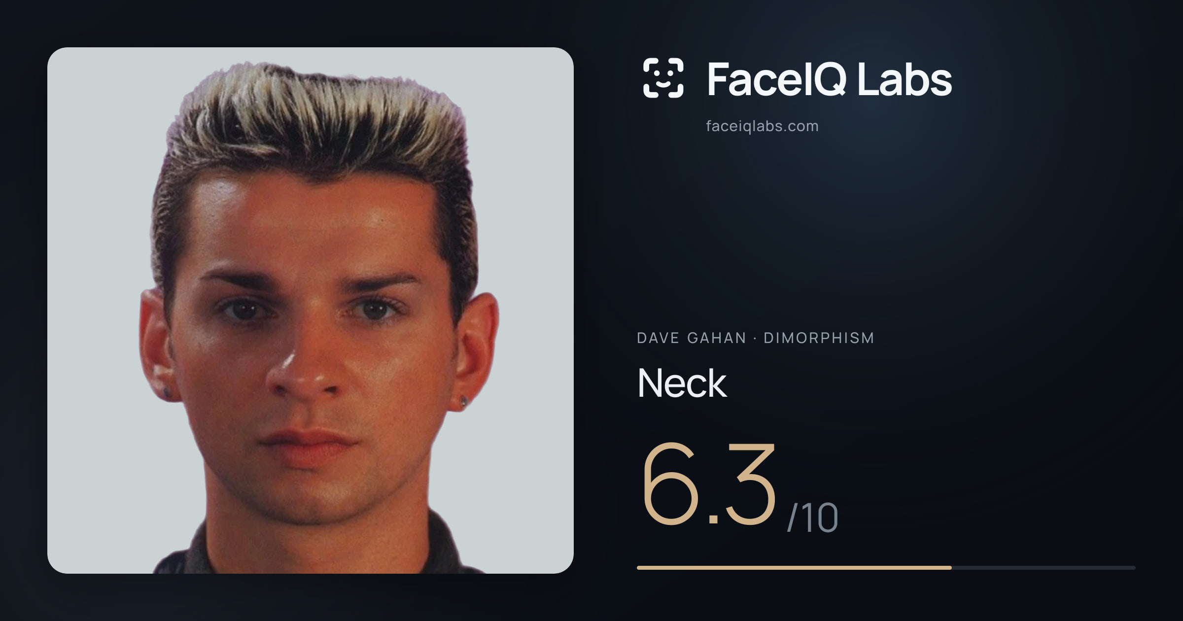 Dave Gahan Neck: 6.3/10, drawn on the photo
