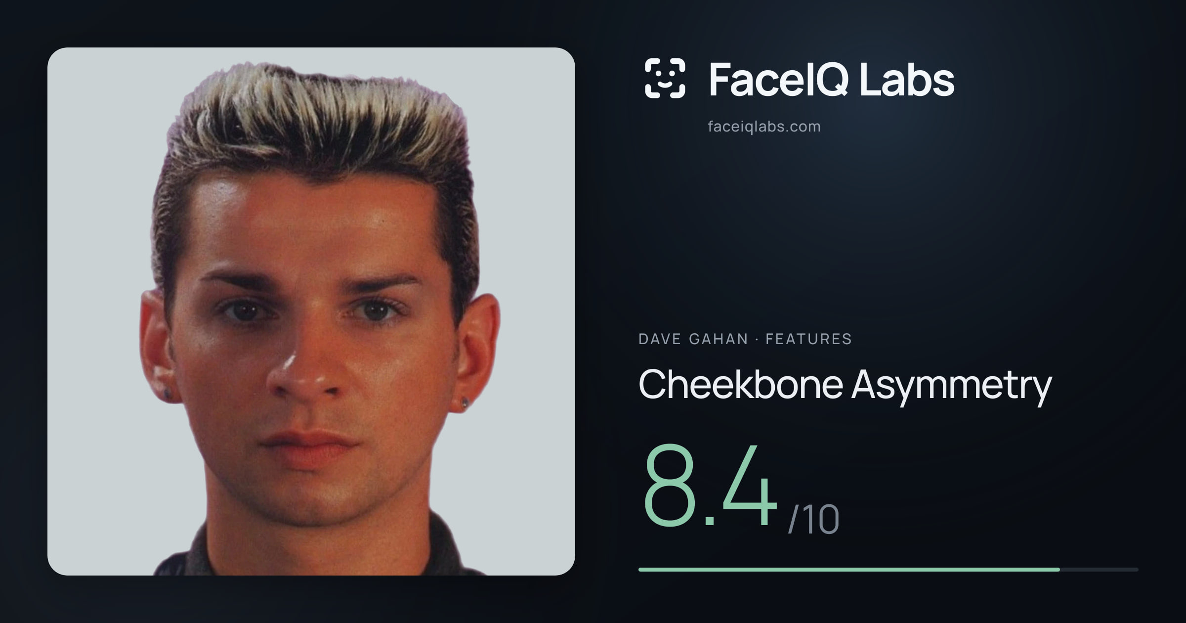 Dave Gahan Cheekbone Asymmetry: 8.4/10, drawn on the photo
