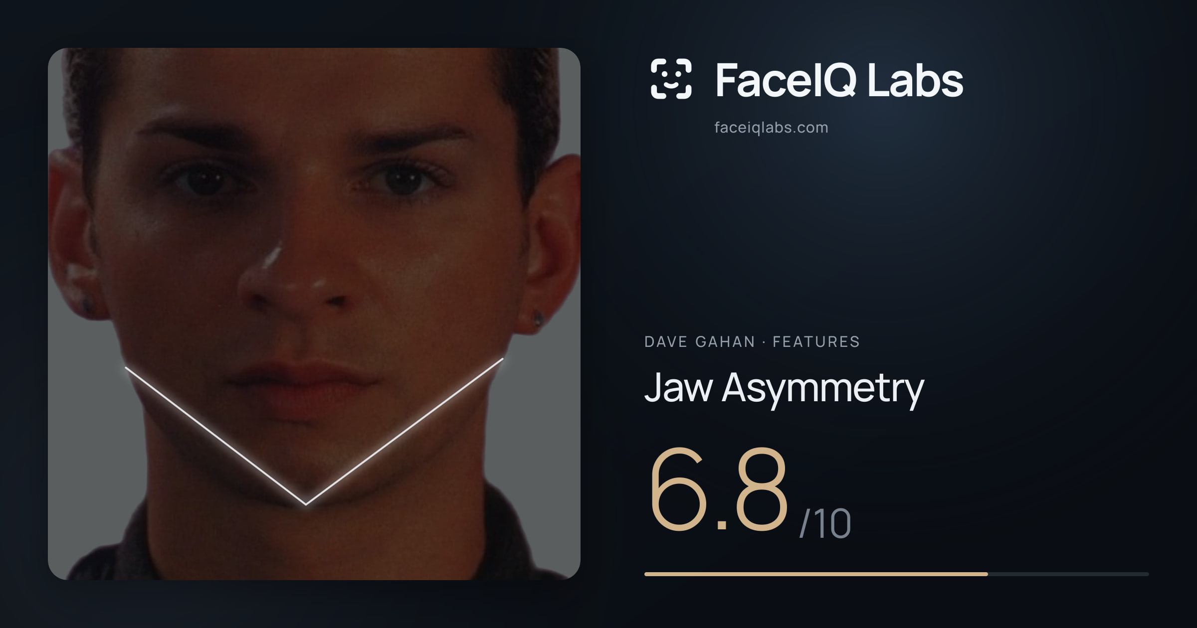 Dave Gahan Jaw Asymmetry: 6.8/10, drawn on the photo