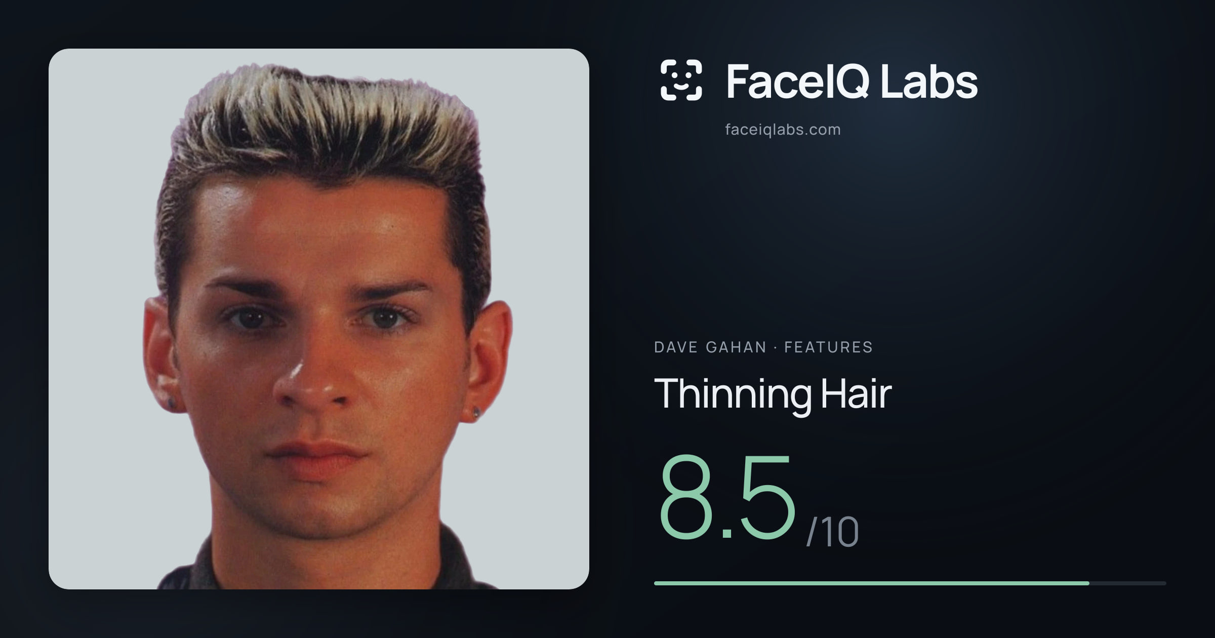 Dave Gahan Thinning Hair: 8.5/10, drawn on the photo