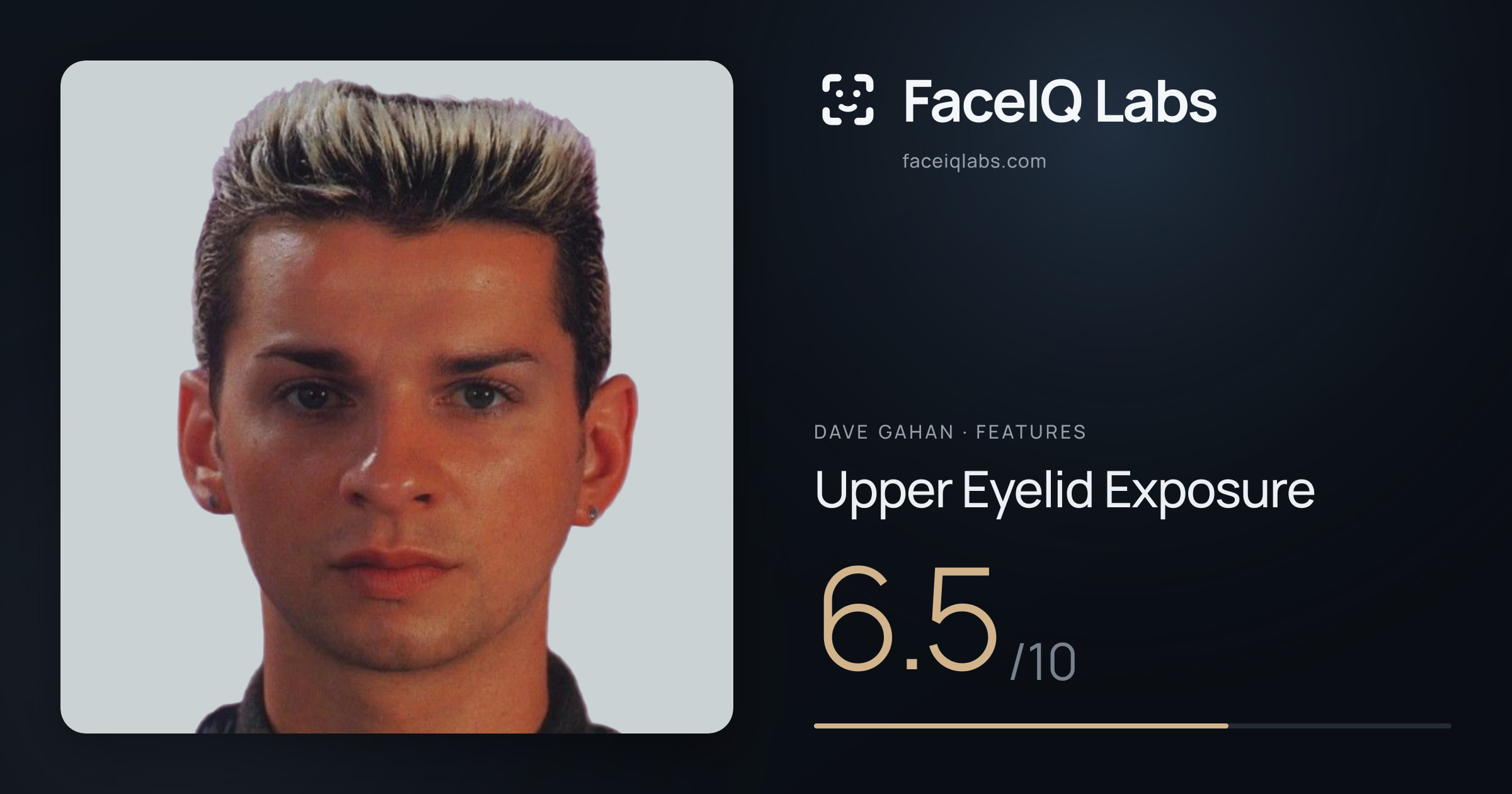 Dave Gahan Upper Eyelid Exposure: 6.5/10, drawn on the photo
