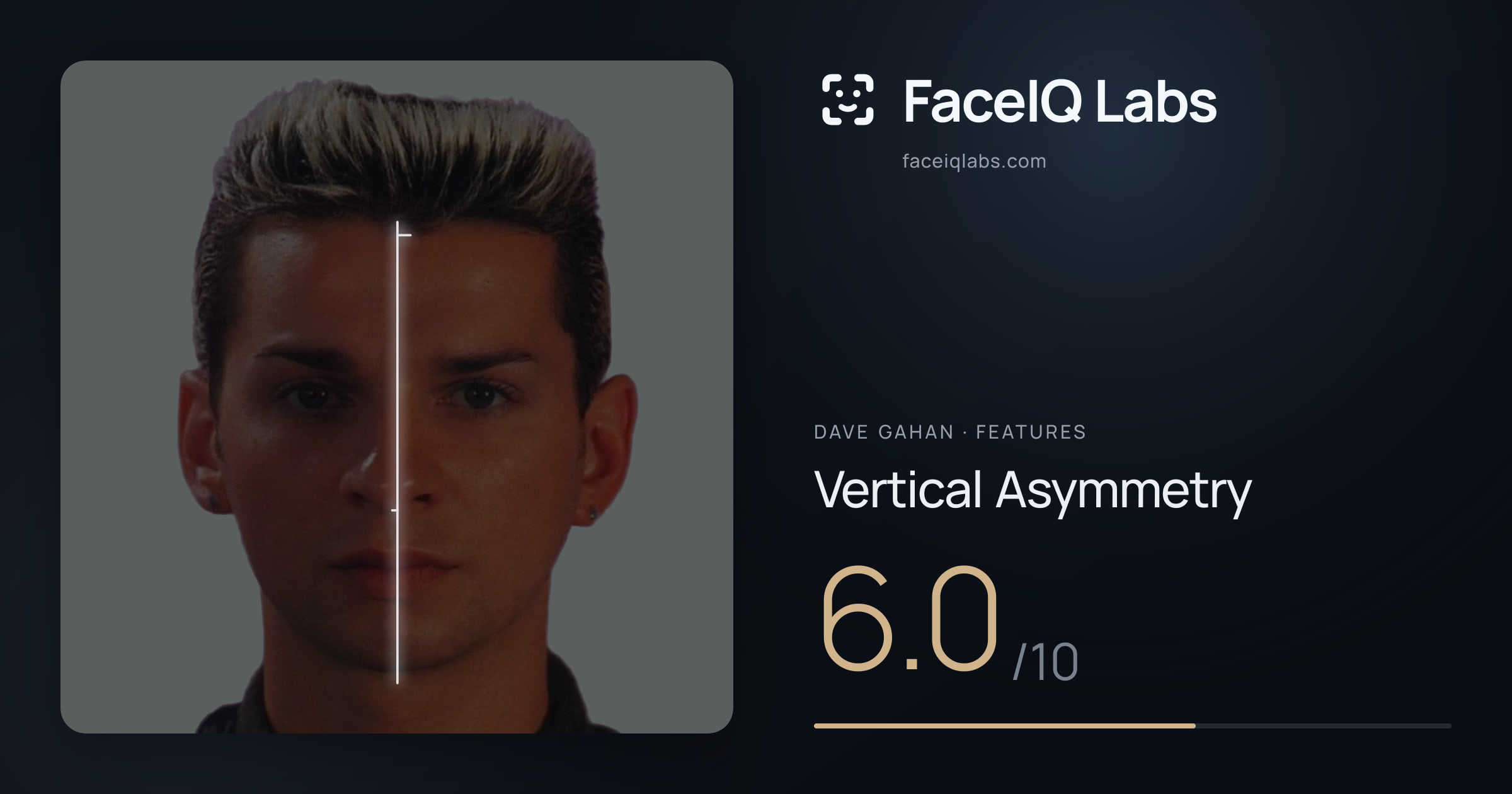 Dave Gahan Vertical Asymmetry: 6.0/10, drawn on the photo