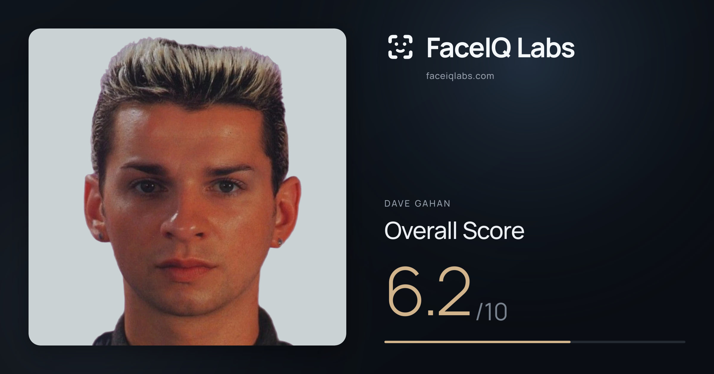 Dave Gahan face rating: 6.2/10, with each section's score