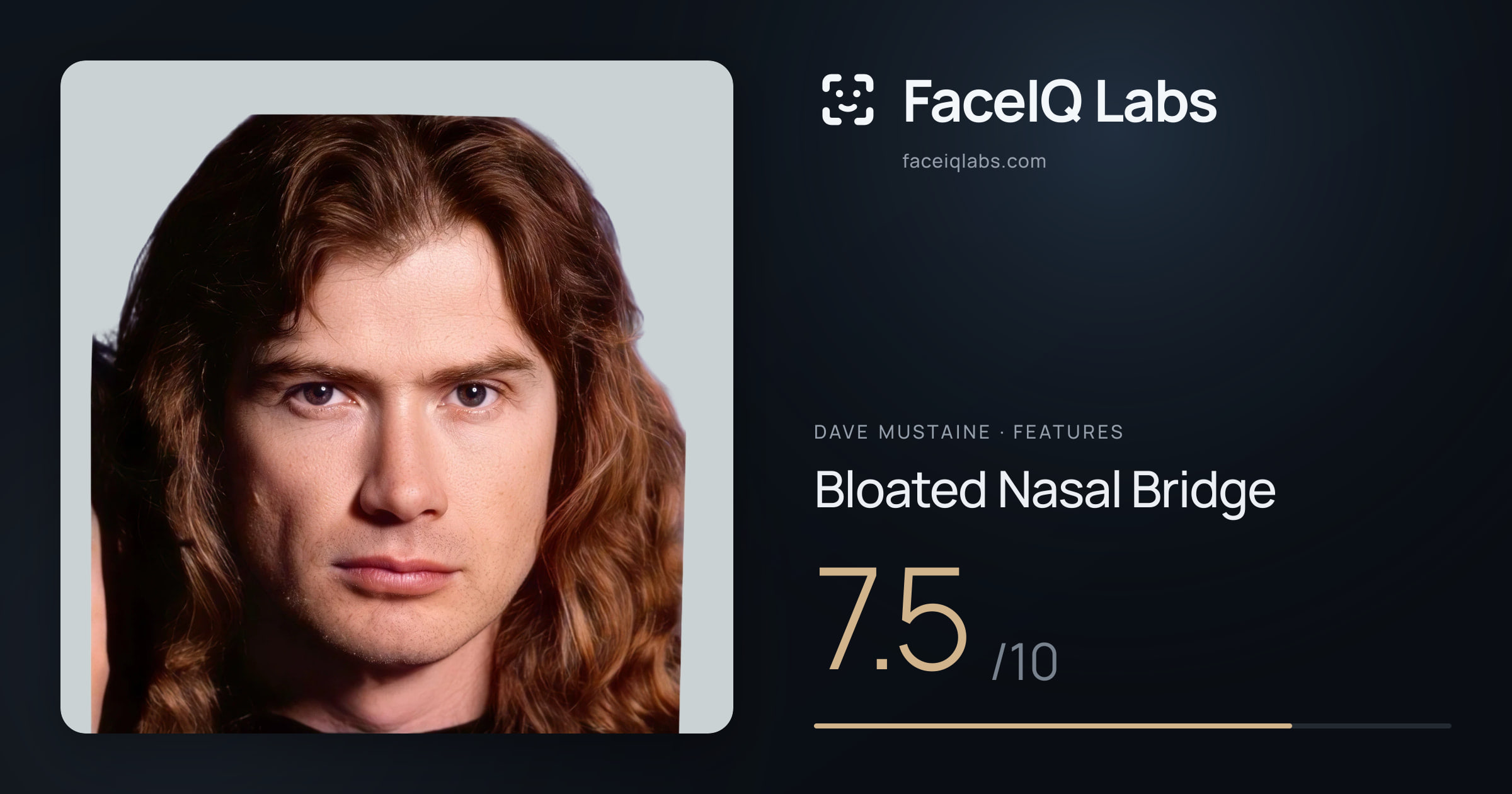 Dave Mustaine Bloated Nasal Bridge: 7.5/10, drawn on the photo