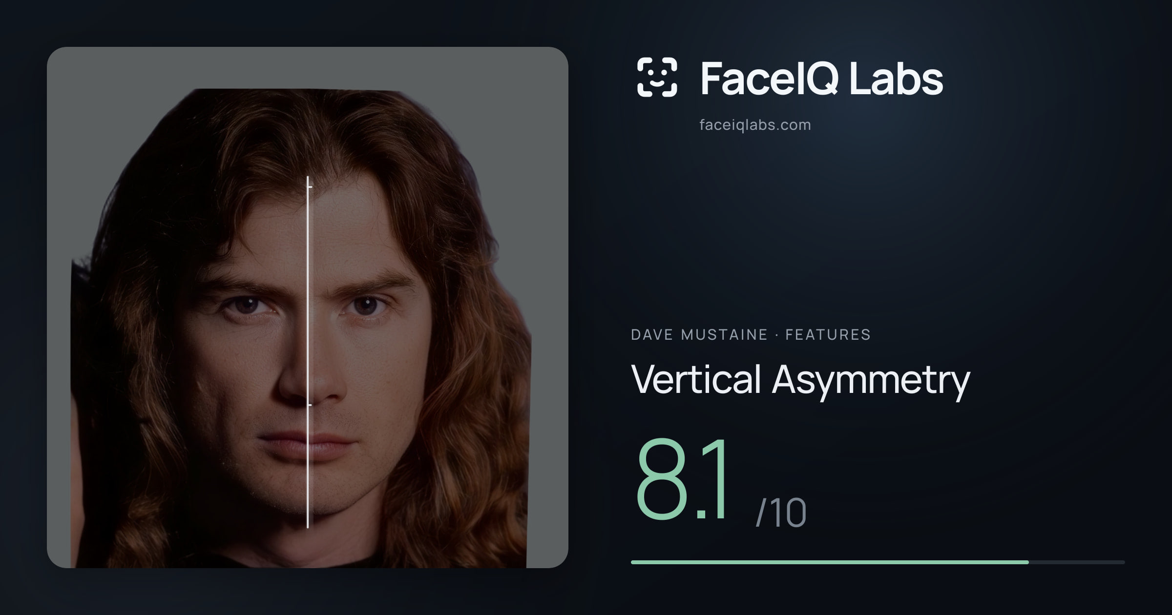 Dave Mustaine Vertical Asymmetry: 8.1/10, drawn on the photo