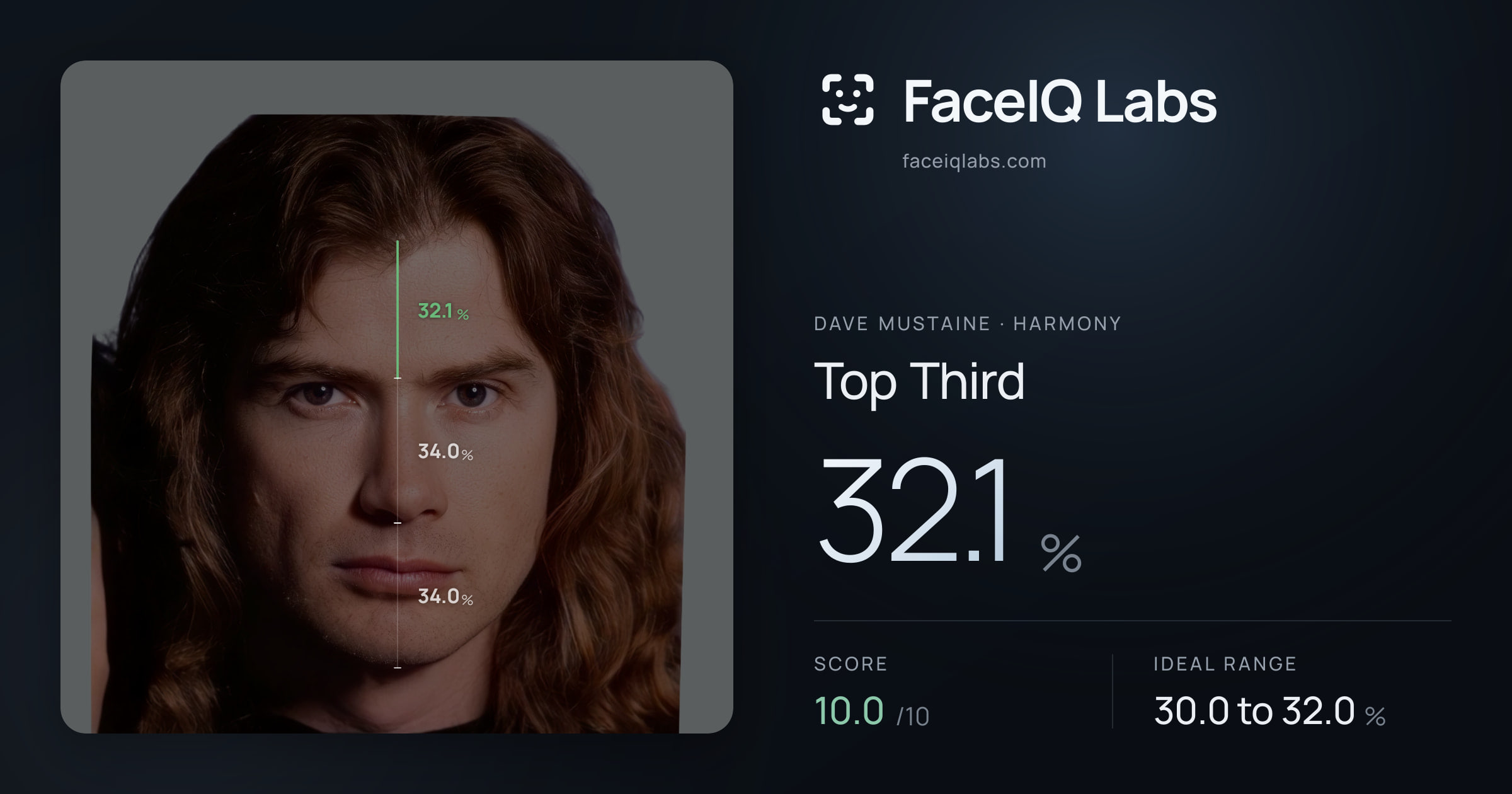 Dave Mustaine Top Third: 32.1%, drawn on the photo