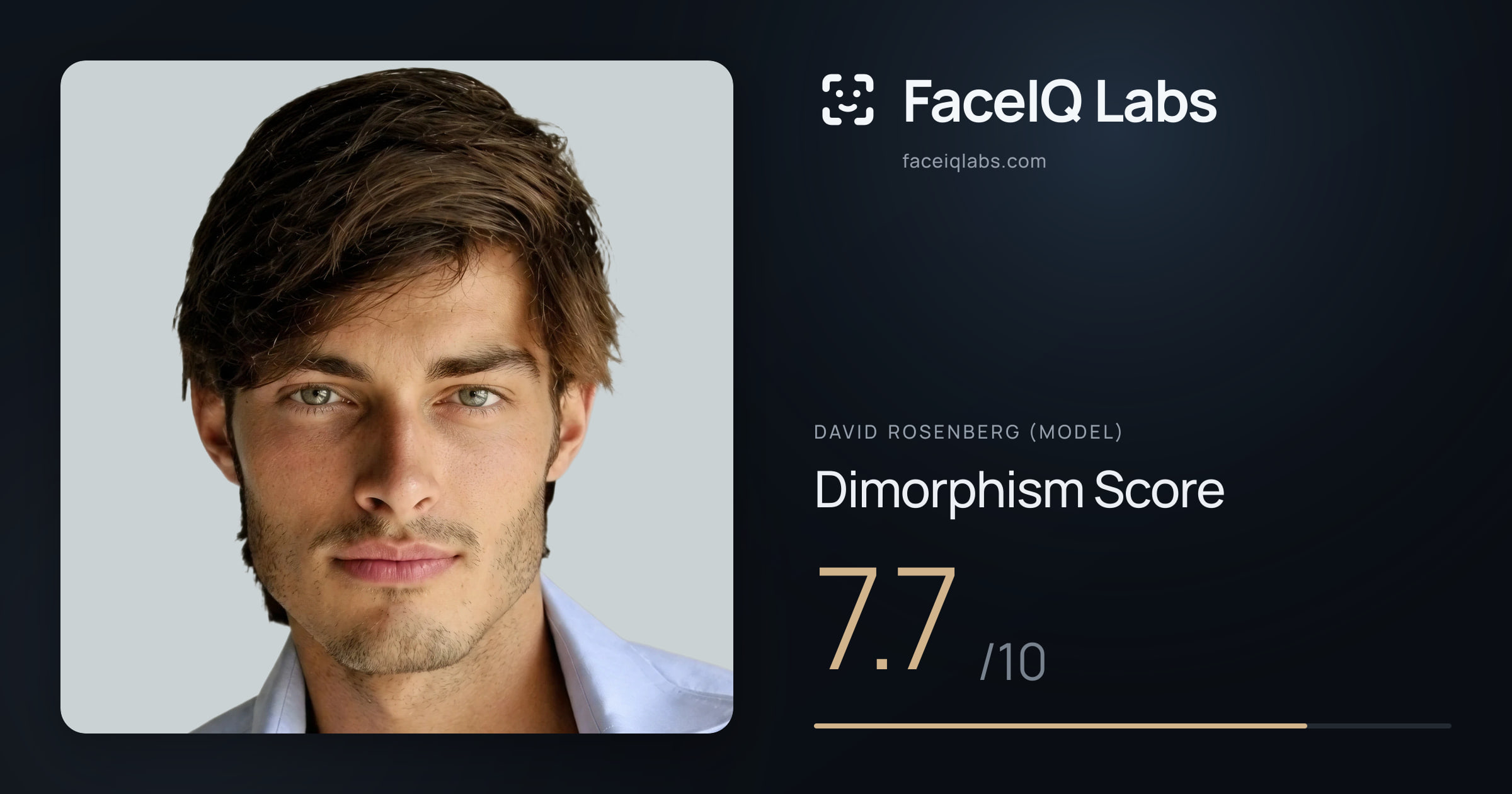 David Rosenberg (Model) Dimorphism: 7.7/10, with each assessment drawn on the photo