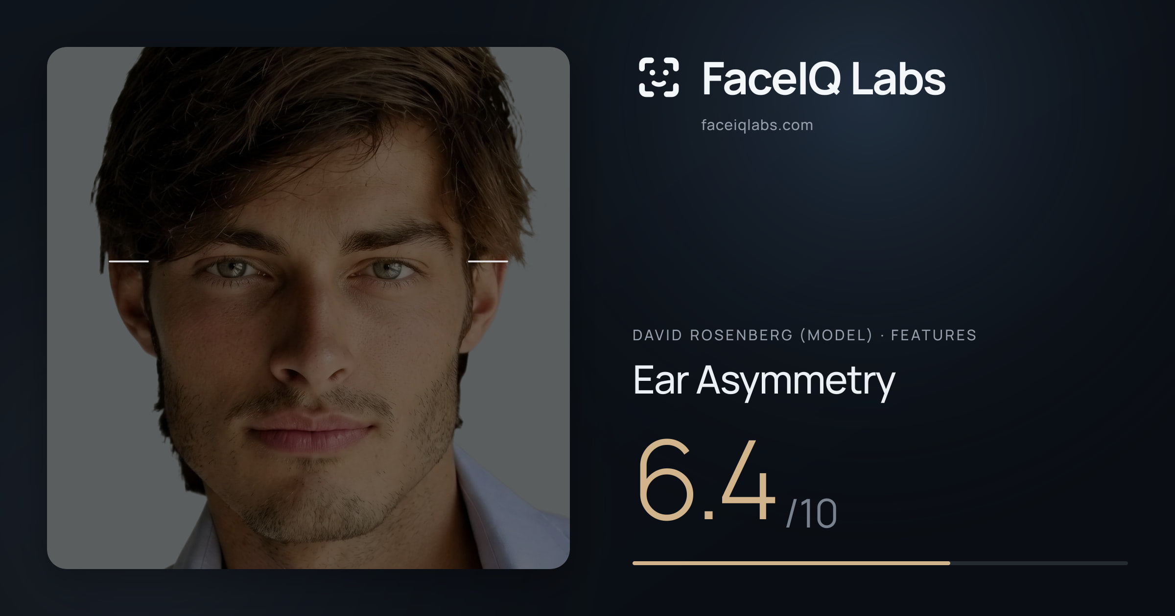 David Rosenberg (Model) Ear Asymmetry: 6.4/10, drawn on the photo