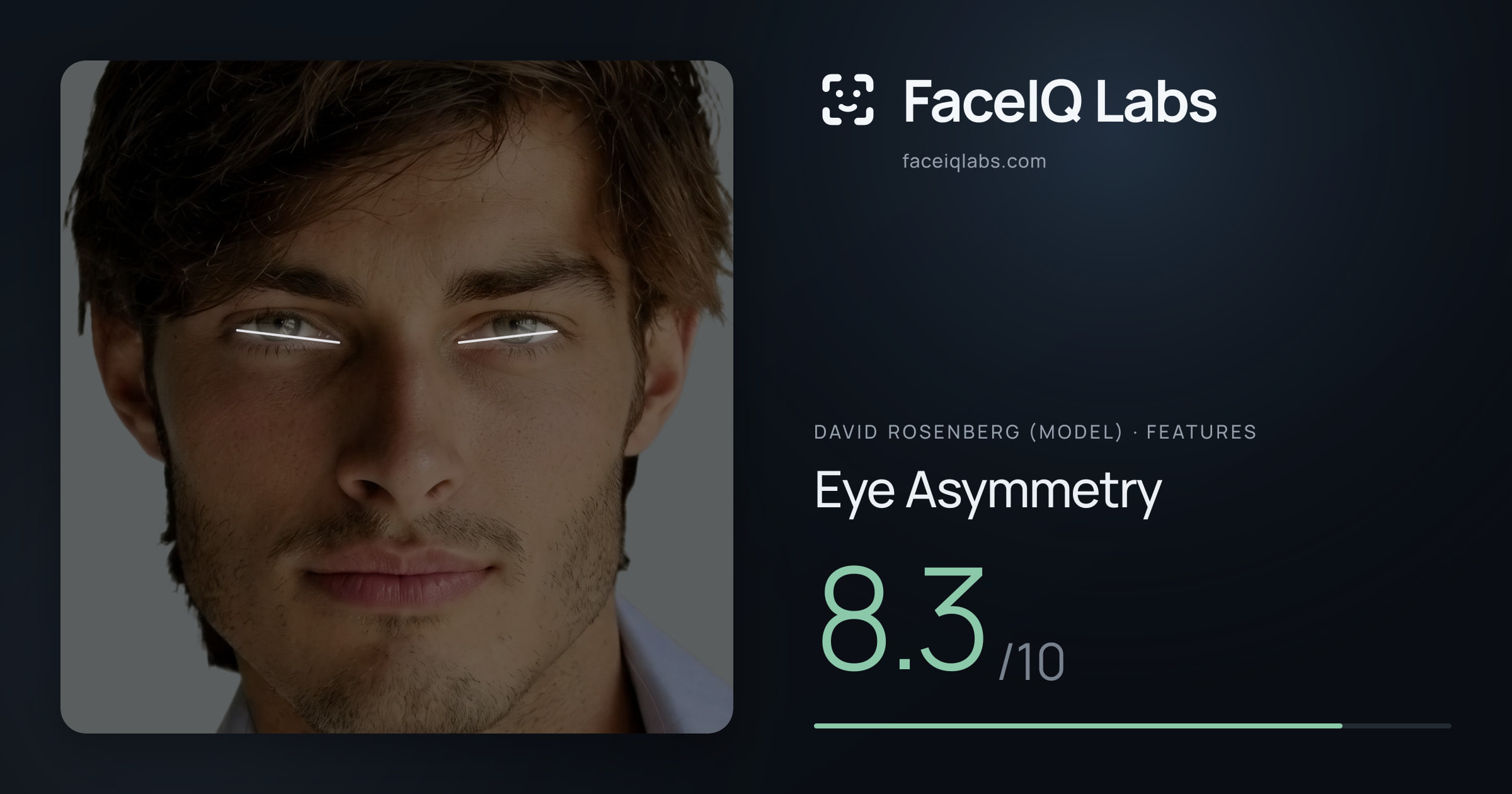David Rosenberg (Model) Eye Asymmetry: 8.3/10, drawn on the photo