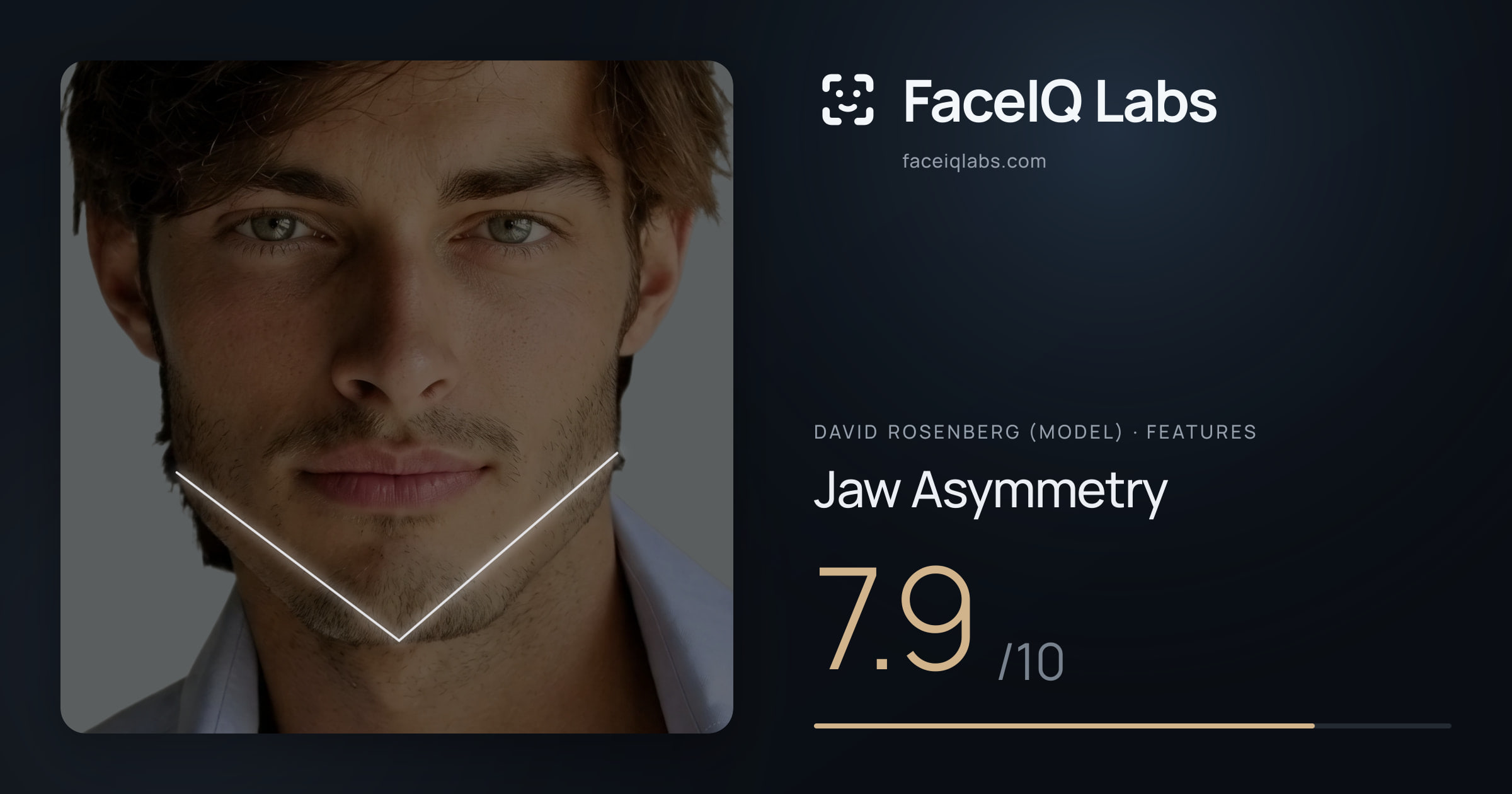 David Rosenberg (Model) Jaw Asymmetry: 7.9/10, drawn on the photo