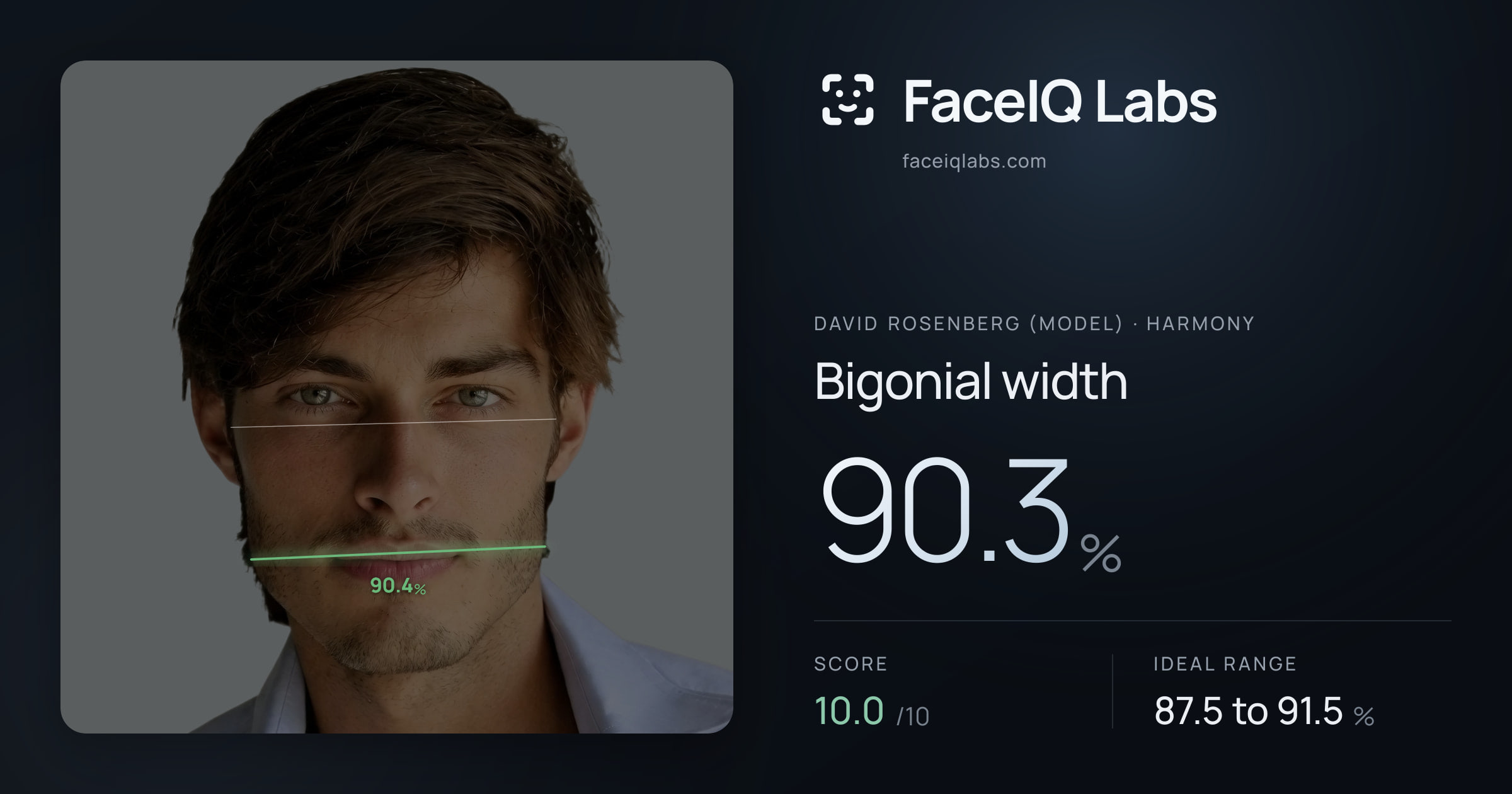 David Rosenberg (Model) Bigonial width: 90.3%, drawn on the photo