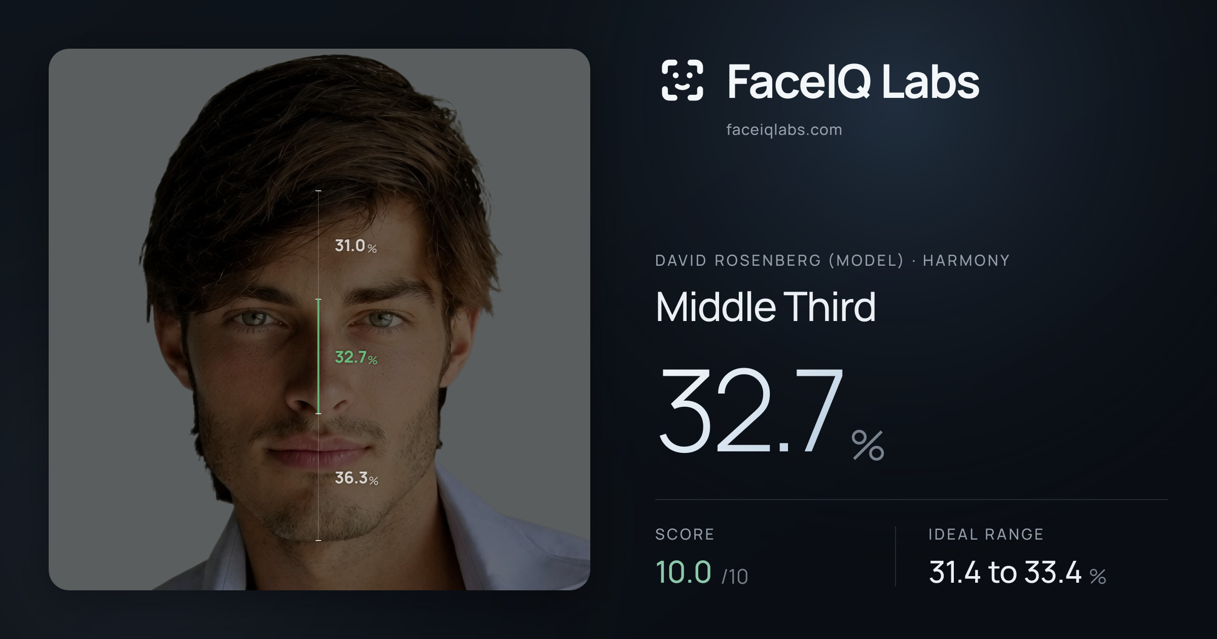 David Rosenberg (Model) Middle Third: 32.7%, drawn on the photo