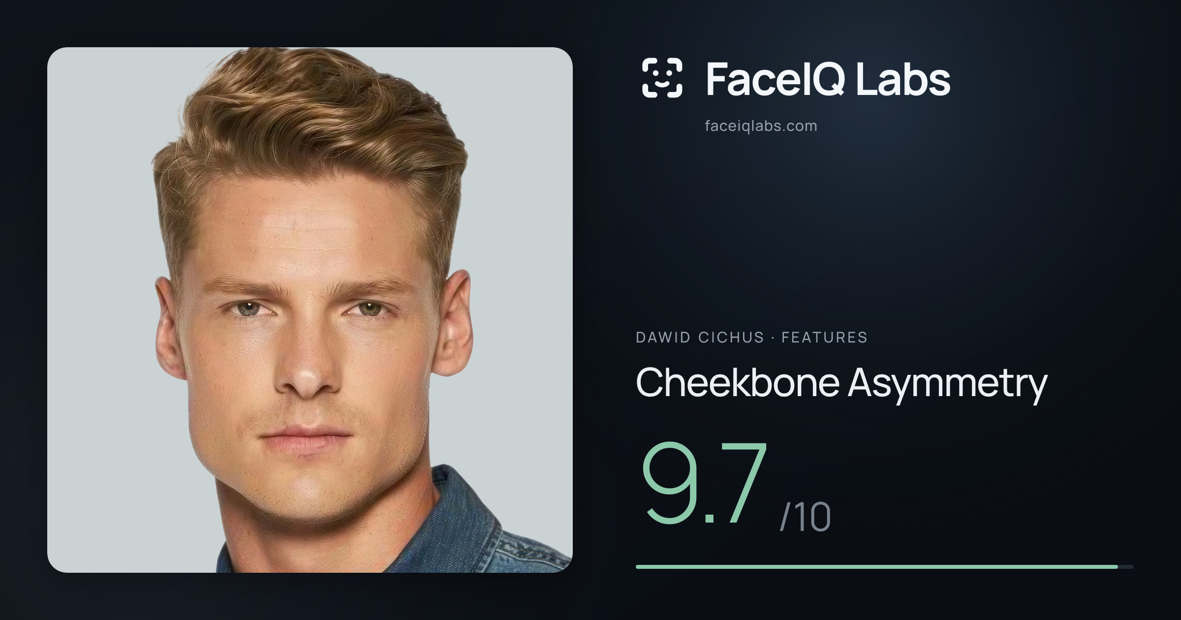Dawid Cichus Cheekbone Asymmetry: 9.7/10, drawn on the photo