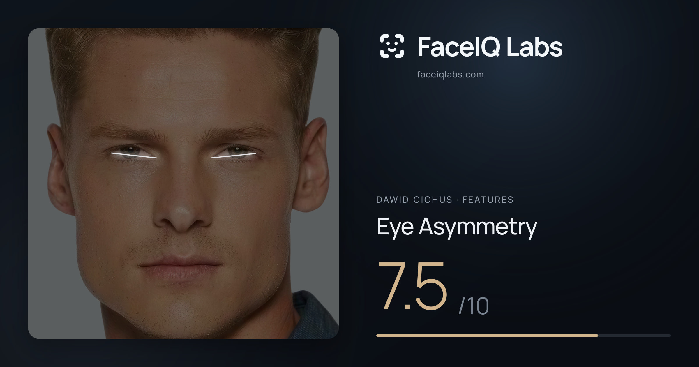 Dawid Cichus Eye Asymmetry: 7.5/10, drawn on the photo