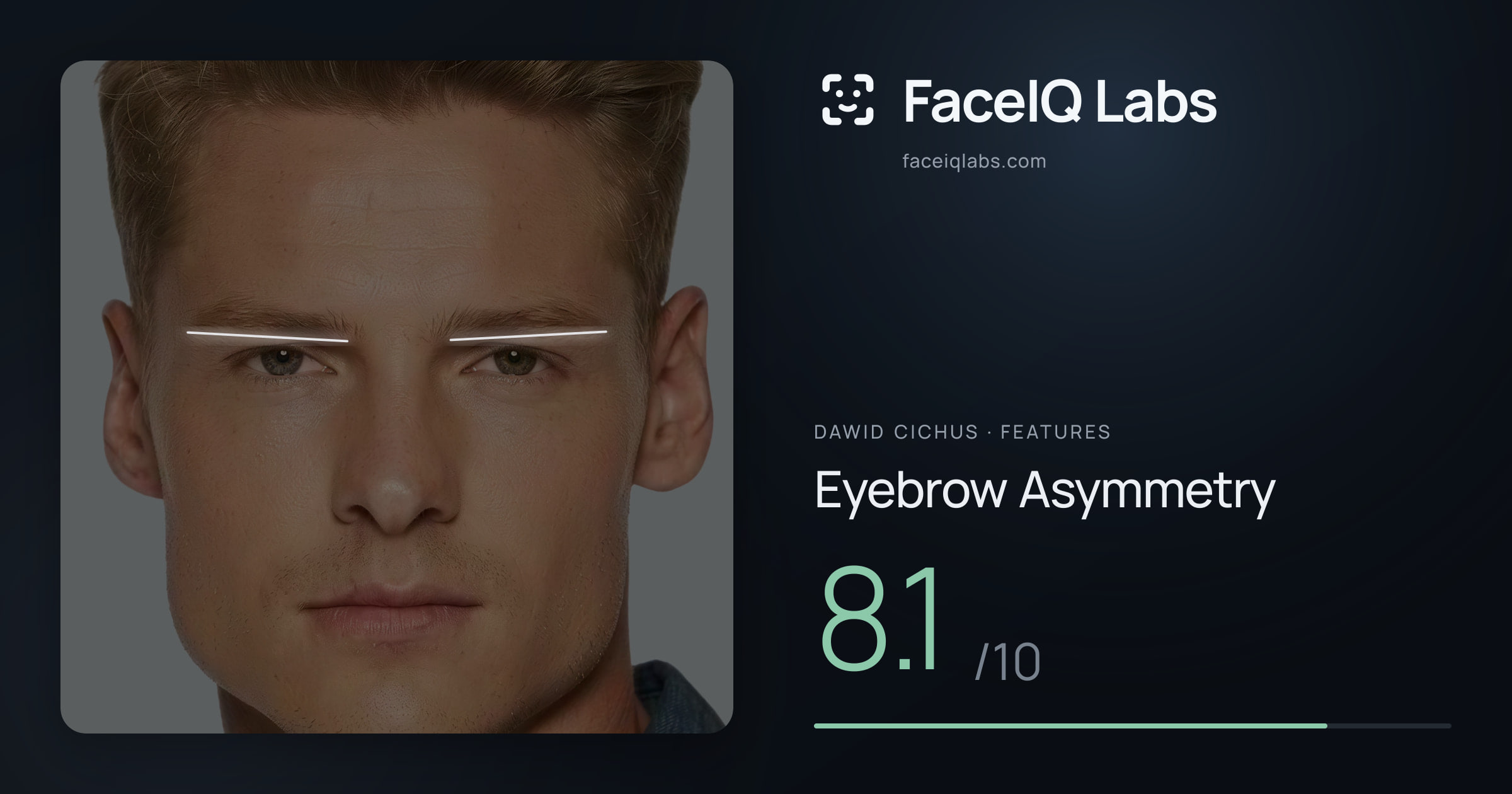 Dawid Cichus Eyebrow Asymmetry: 8.1/10, drawn on the photo