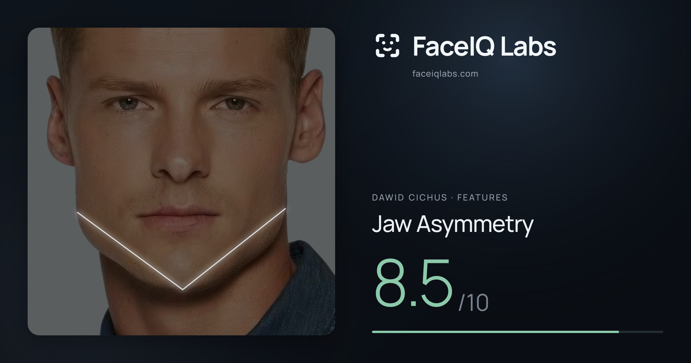Dawid Cichus Jaw Asymmetry: 8.5/10, drawn on the photo