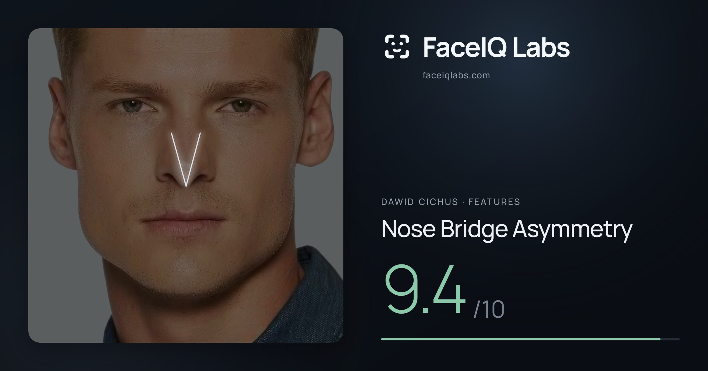Dawid Cichus Nose Bridge Asymmetry: 9.4/10, drawn on the photo