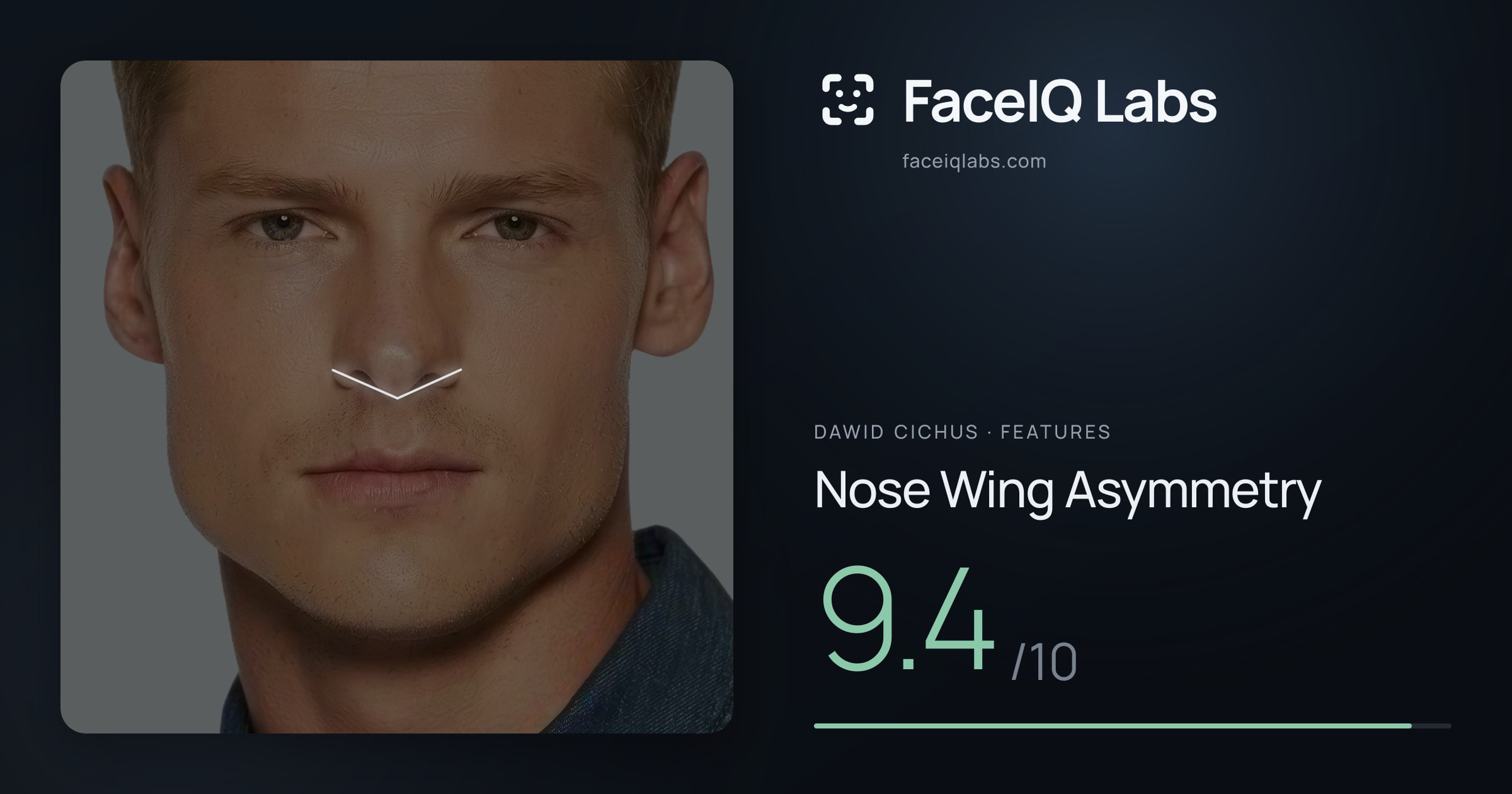 Dawid Cichus Nose Wing Asymmetry: 9.4/10, drawn on the photo