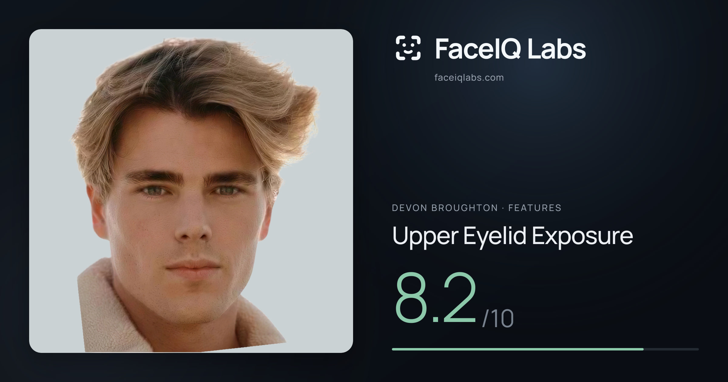 Devon Broughton Upper Eyelid Exposure: 8.2/10, drawn on the photo