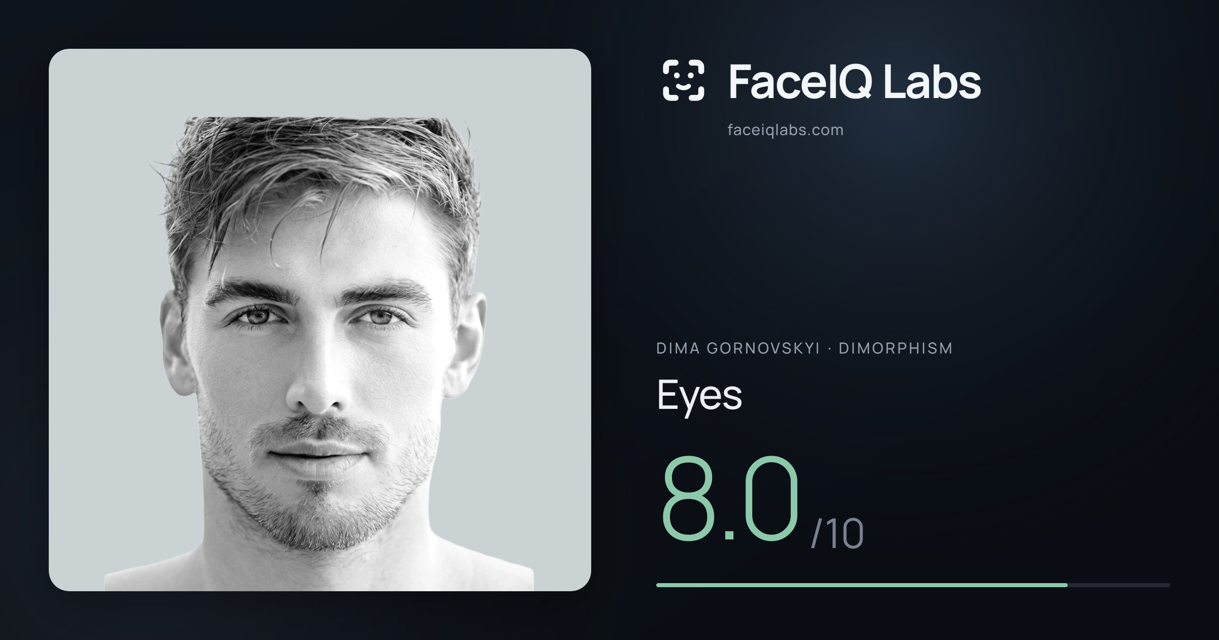 Dima Gornovskyi Eyes: 8.0/10, drawn on the photo