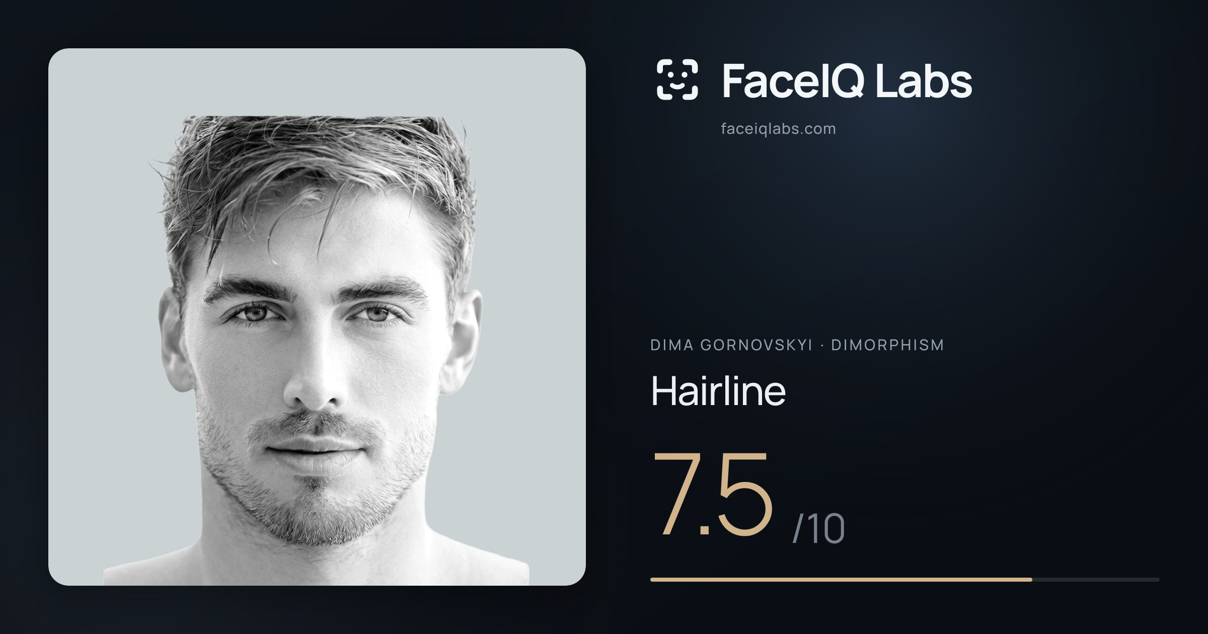 Dima Gornovskyi Hairline: 7.5/10, drawn on the photo