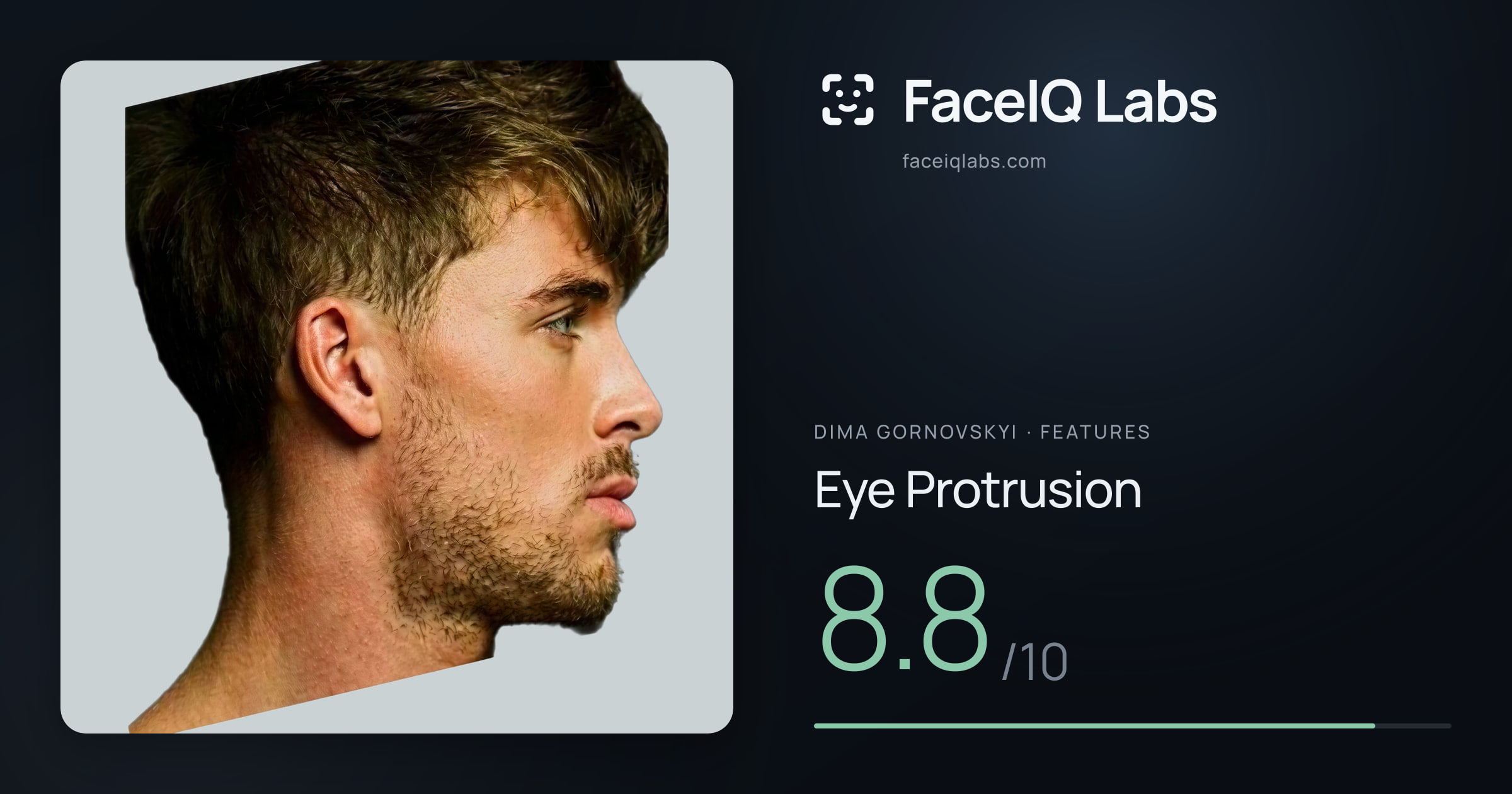 Dima Gornovskyi Eye Protrusion: 8.8/10, drawn on the photo