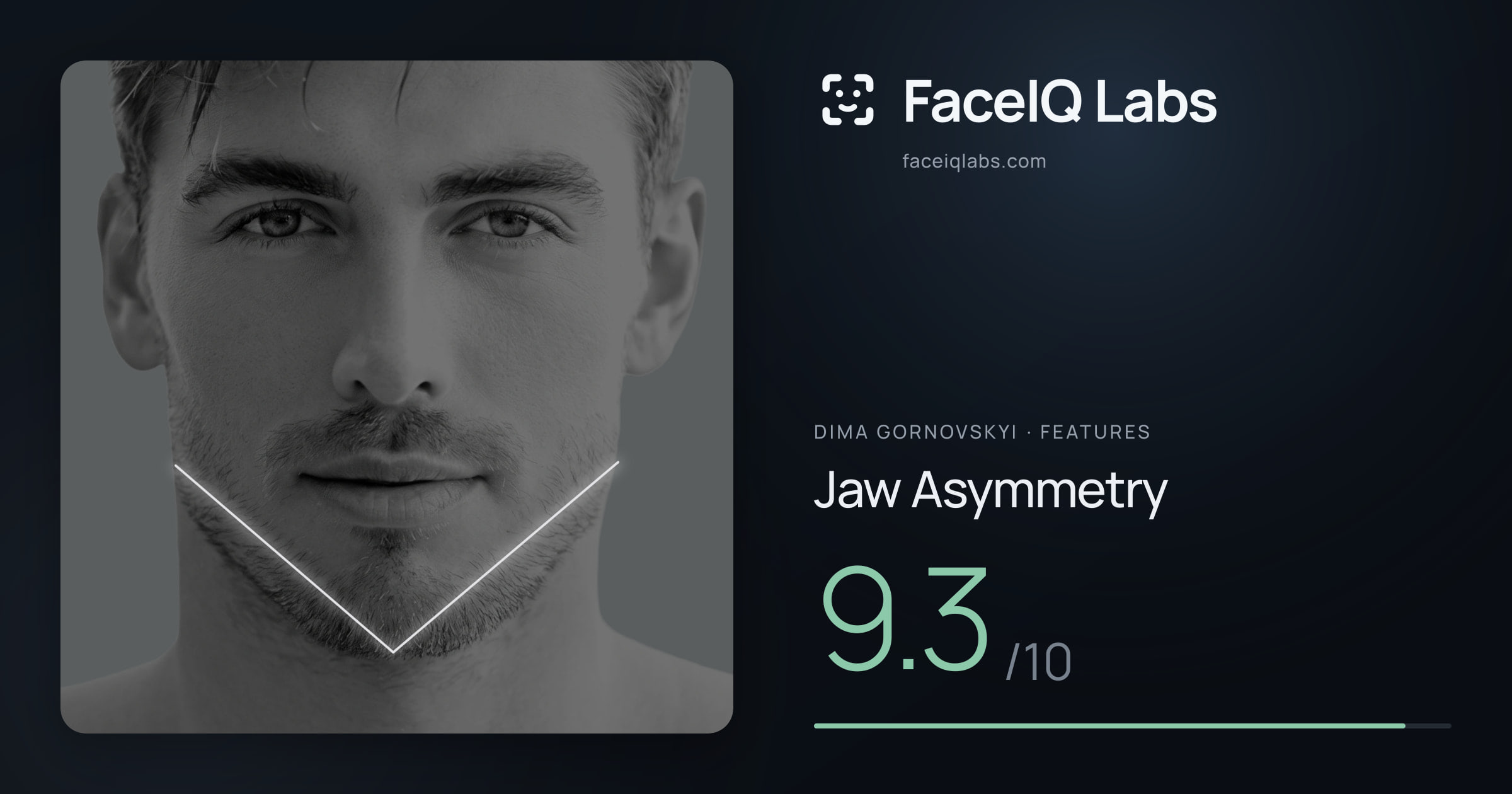 Dima Gornovskyi Jaw Asymmetry: 9.3/10, drawn on the photo