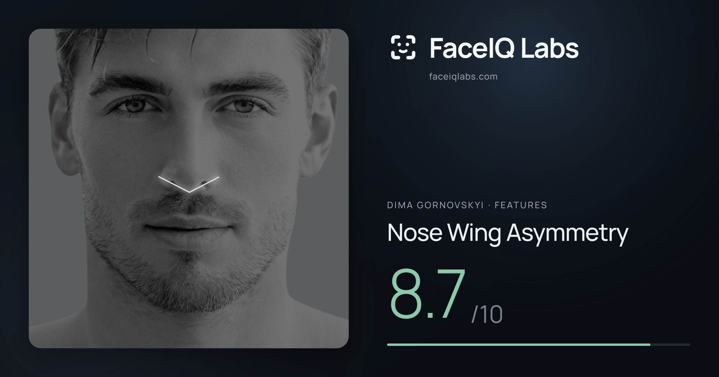 Dima Gornovskyi Nose Wing Asymmetry: 8.7/10, drawn on the photo