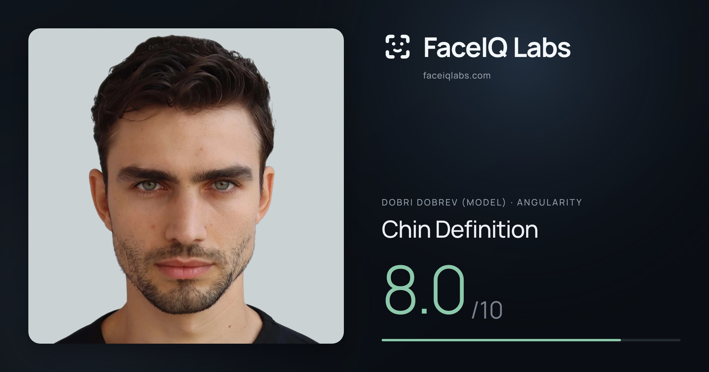 Dobri Dobrev (Model) Chin Definition: 8.0/10, drawn on the photo