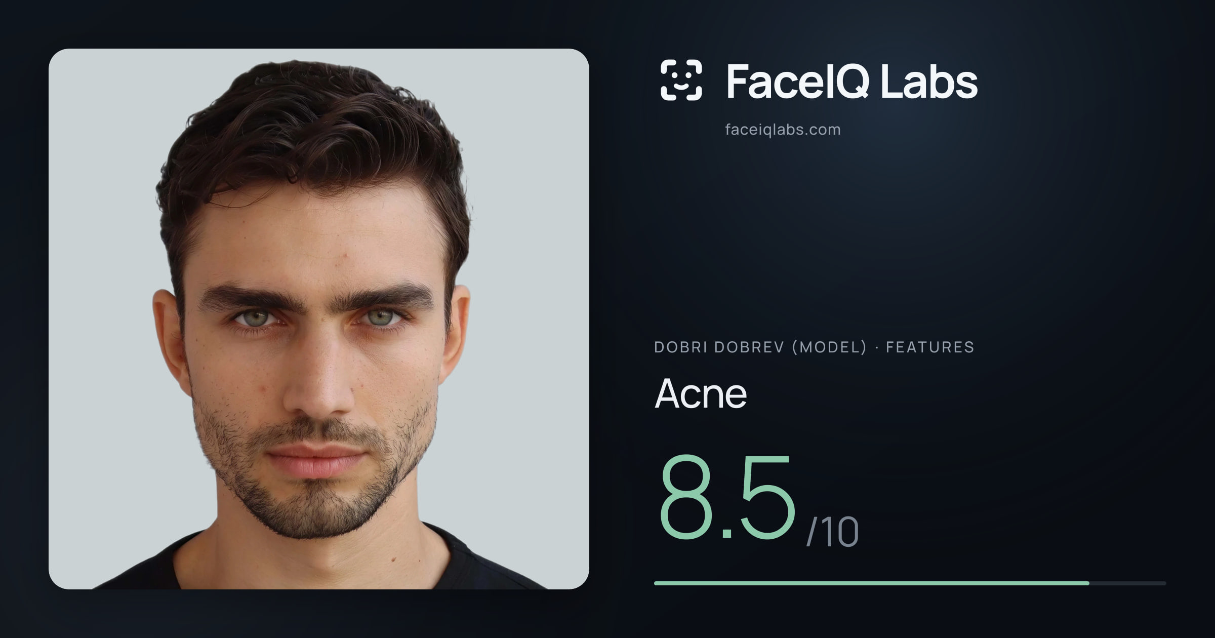Dobri Dobrev (Model) Acne: 8.5/10, drawn on the photo