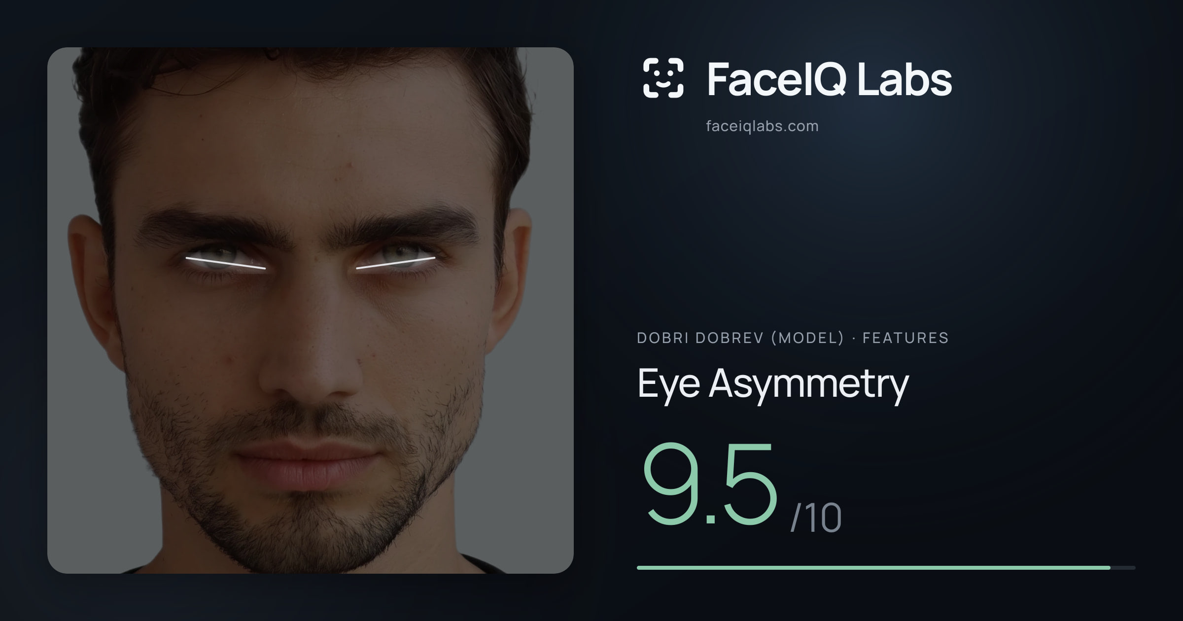 Dobri Dobrev (Model) Eye Asymmetry: 9.5/10, drawn on the photo