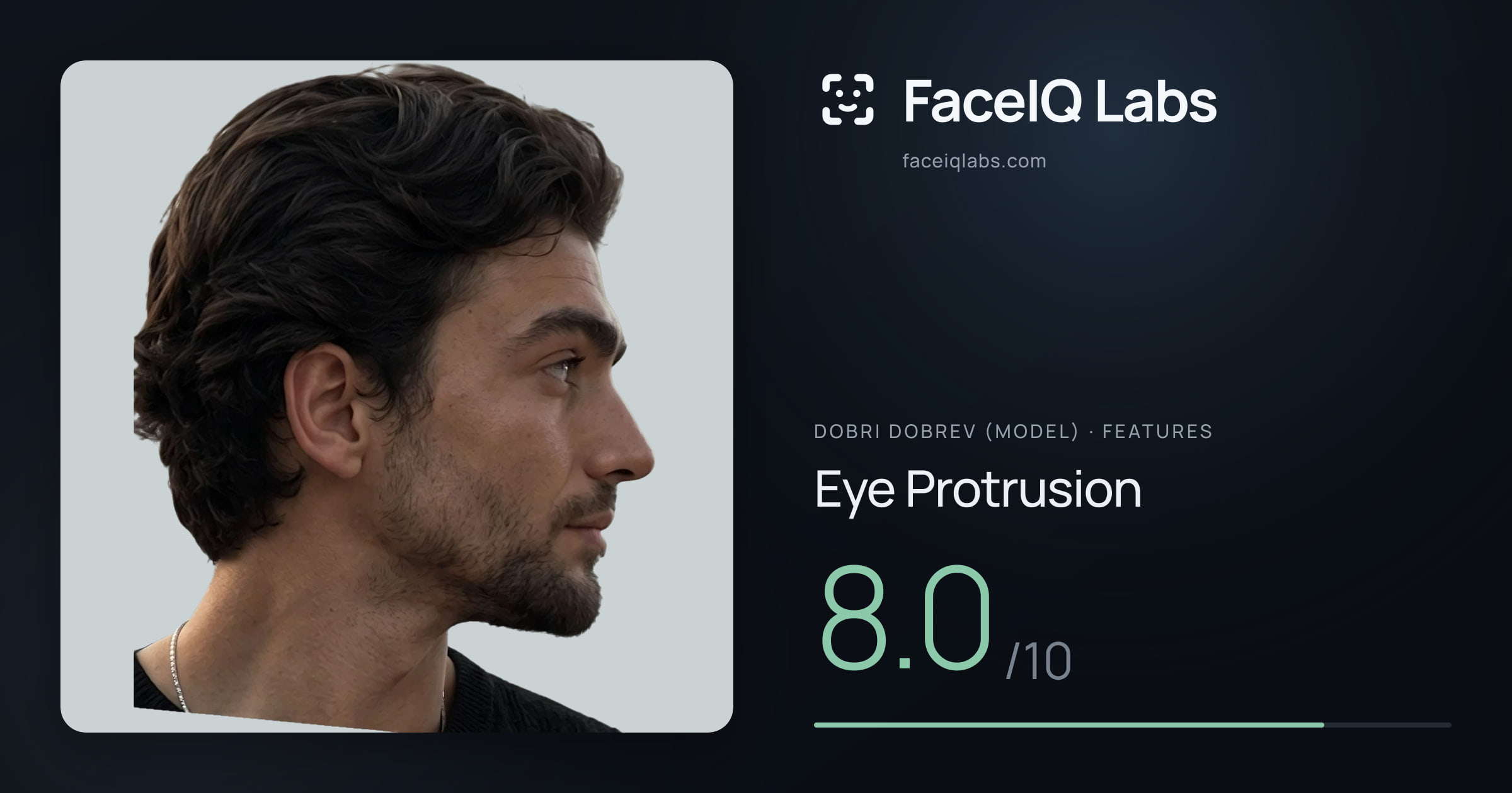 Dobri Dobrev (Model) Eye Protrusion: 8.0/10, drawn on the photo