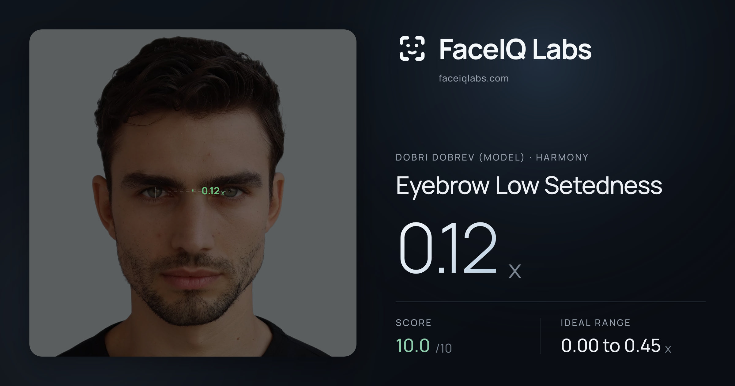 Dobri Dobrev (Model) Eyebrow Low Setedness: 0.12x, drawn on the photo