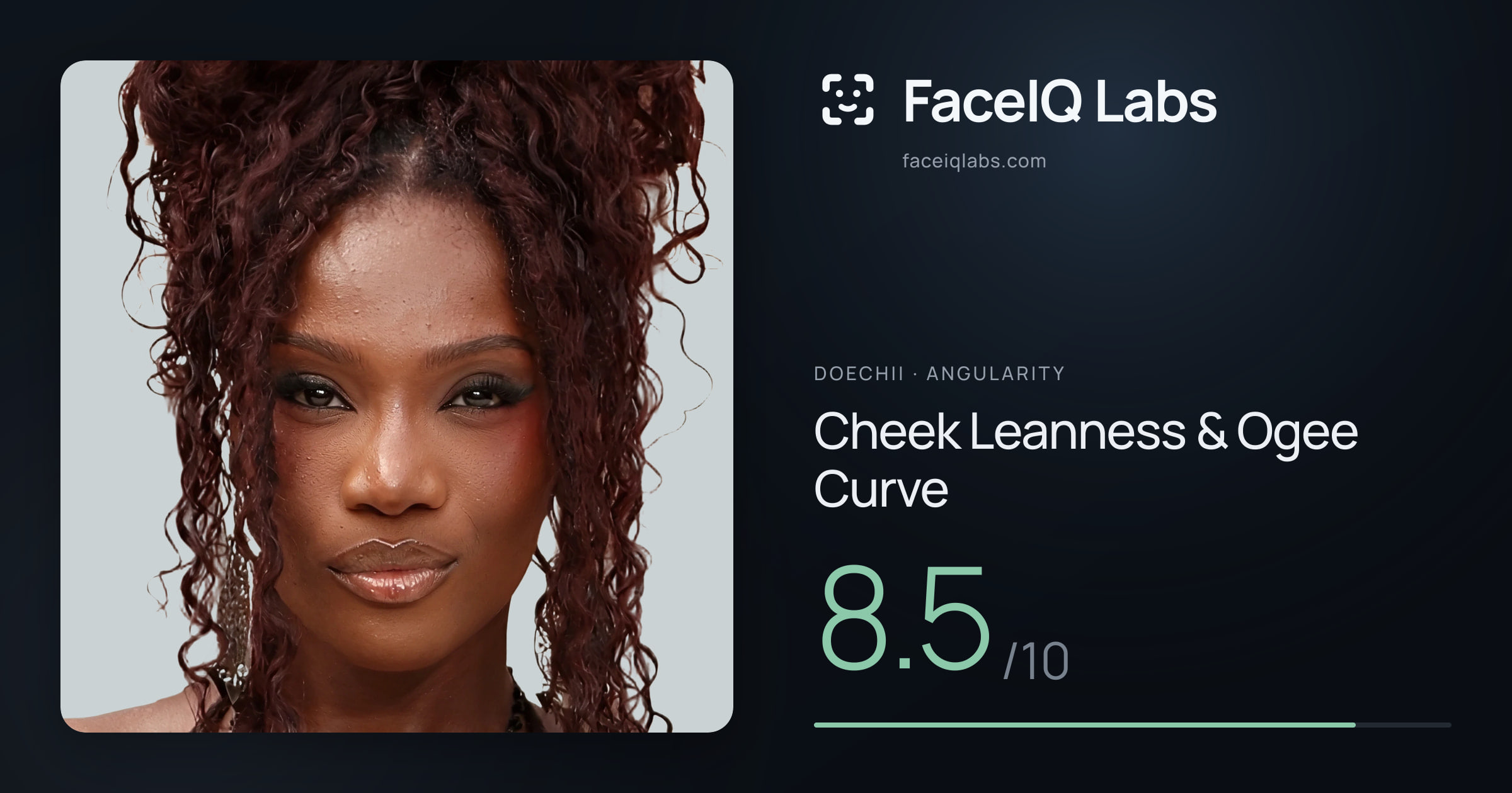Doechii Cheek Leanness & Ogee Curve: 8.5/10, drawn on the photo
