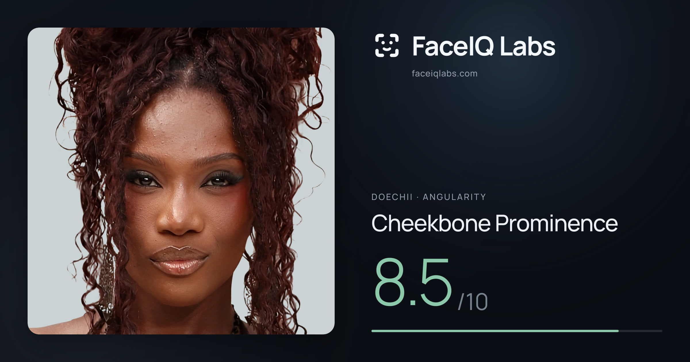 Doechii Cheekbone Prominence: 8.5/10, drawn on the photo