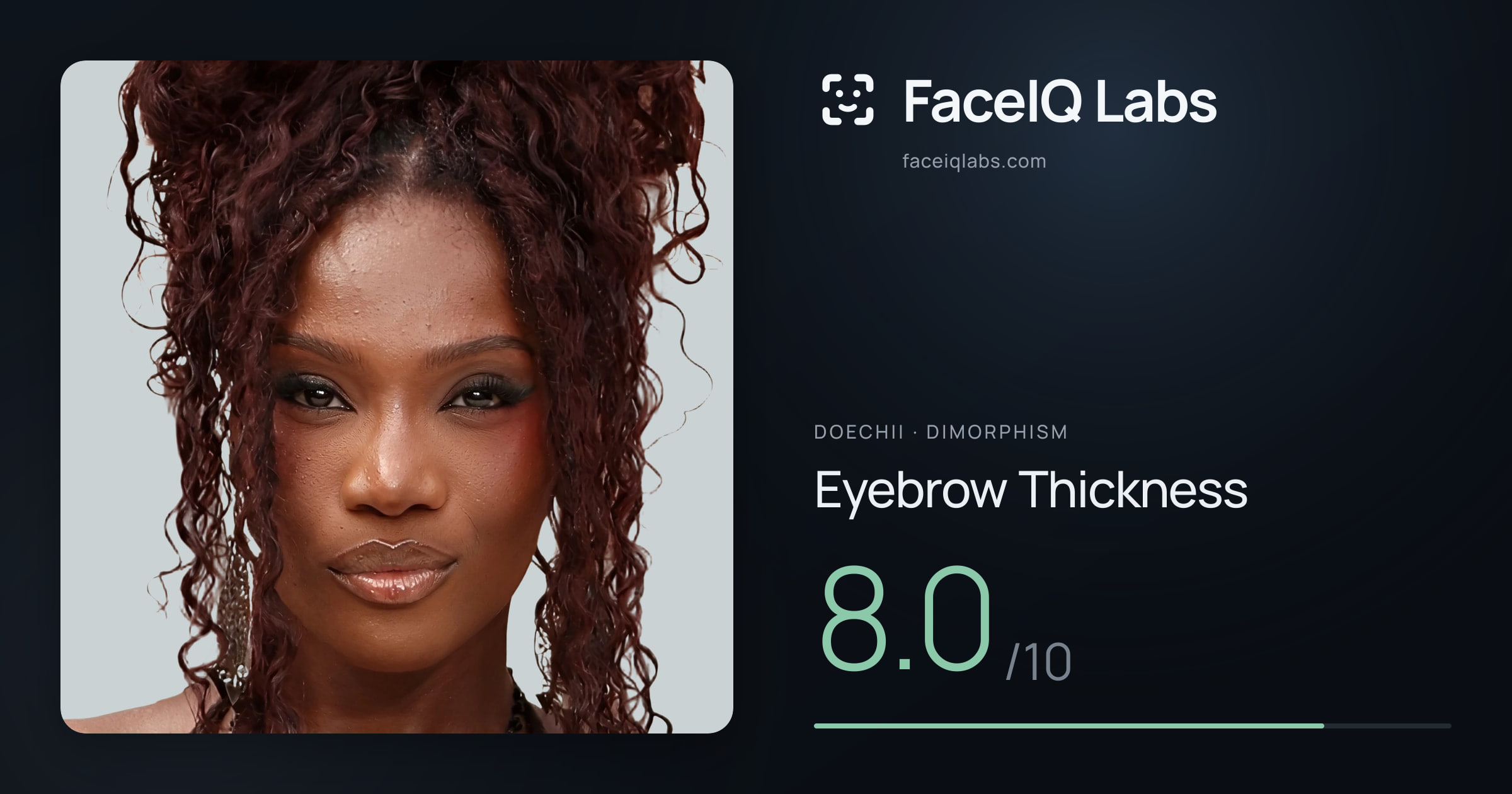 Doechii Eyebrow Thickness: 8.0/10, drawn on the photo