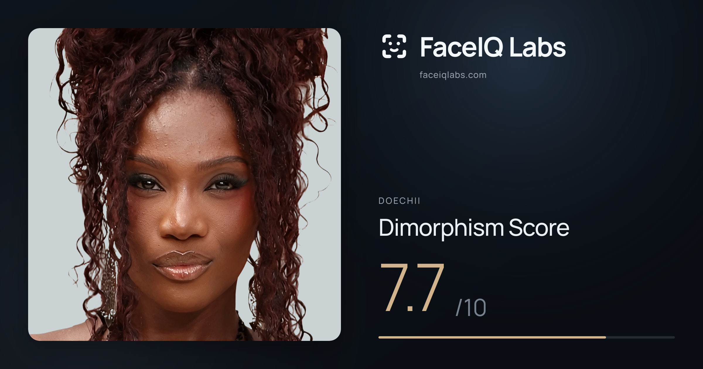 Doechii Dimorphism: 7.7/10, with each assessment drawn on the photo