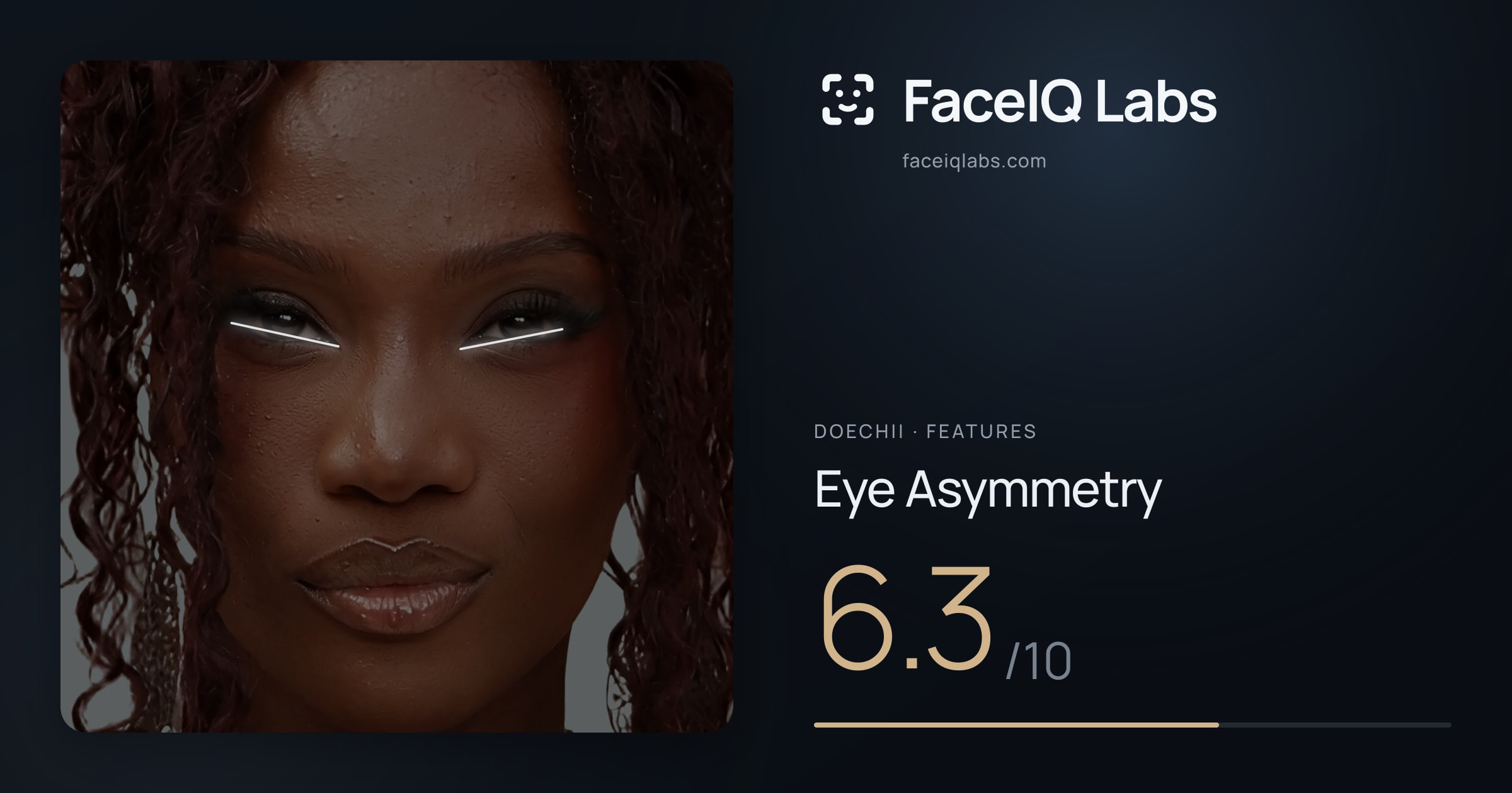 Doechii Eye Asymmetry: 6.3/10, drawn on the photo