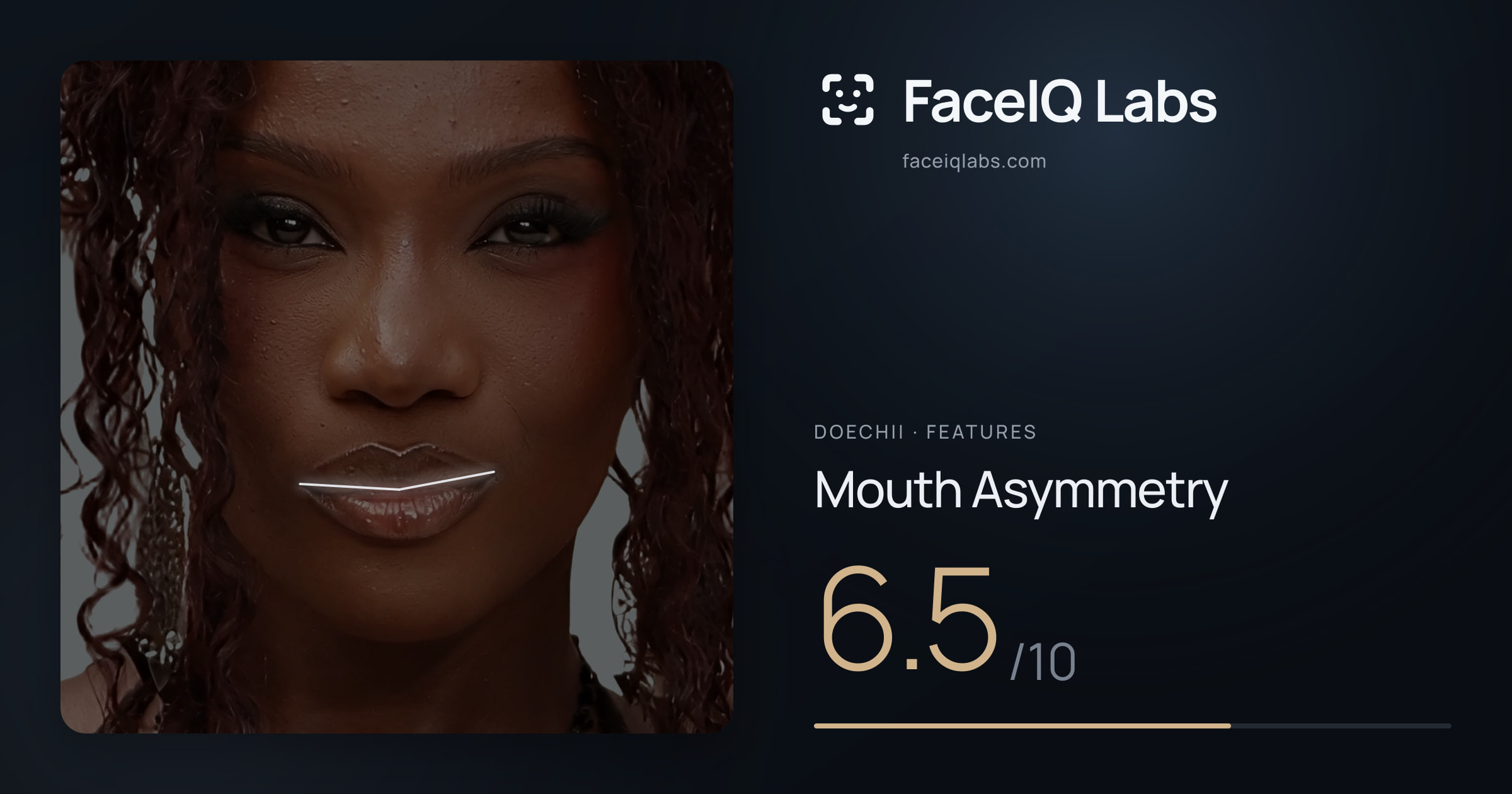 Doechii Mouth Asymmetry: 6.5/10, drawn on the photo
