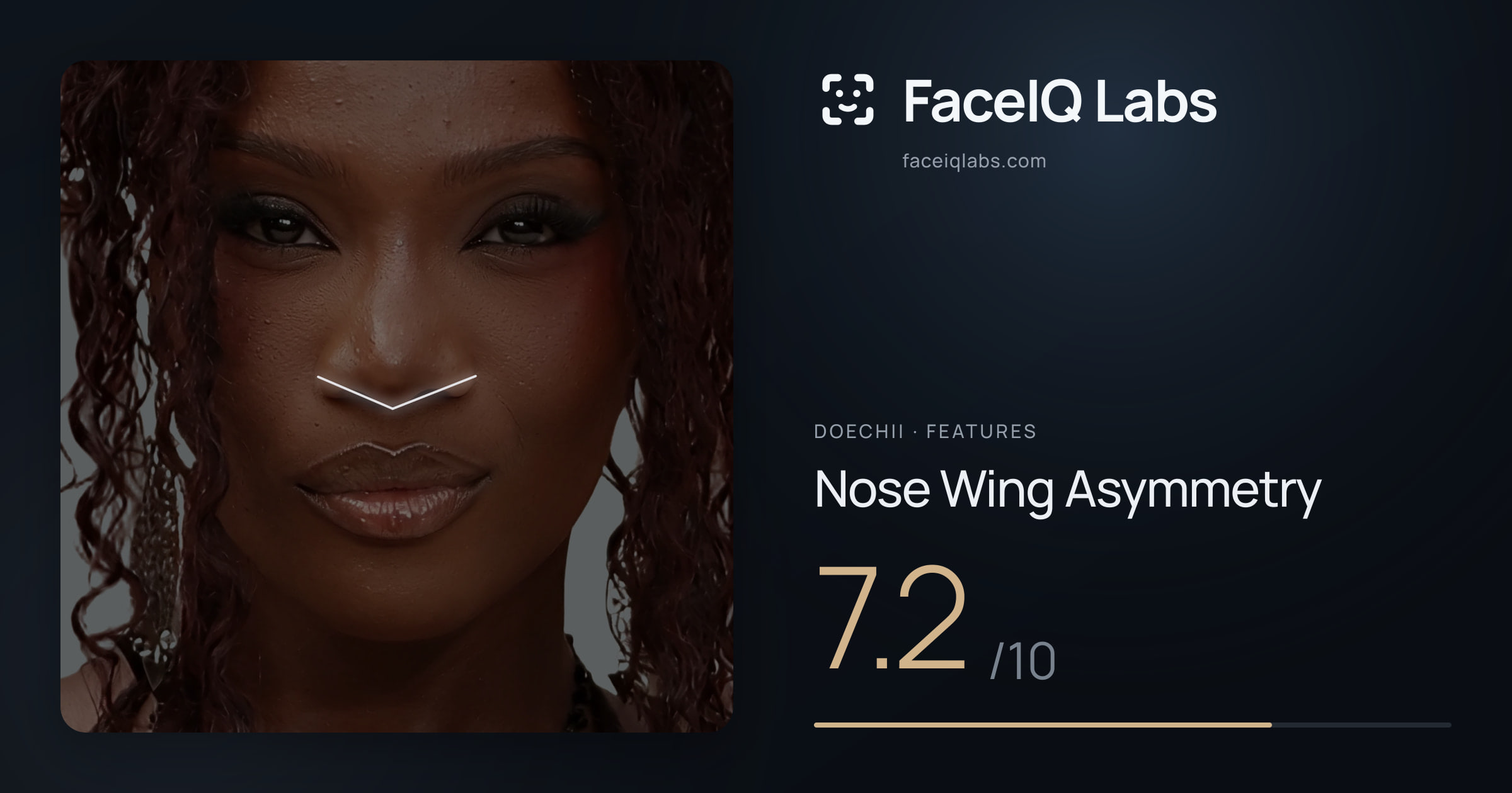 Doechii Nose Wing Asymmetry: 7.2/10, drawn on the photo