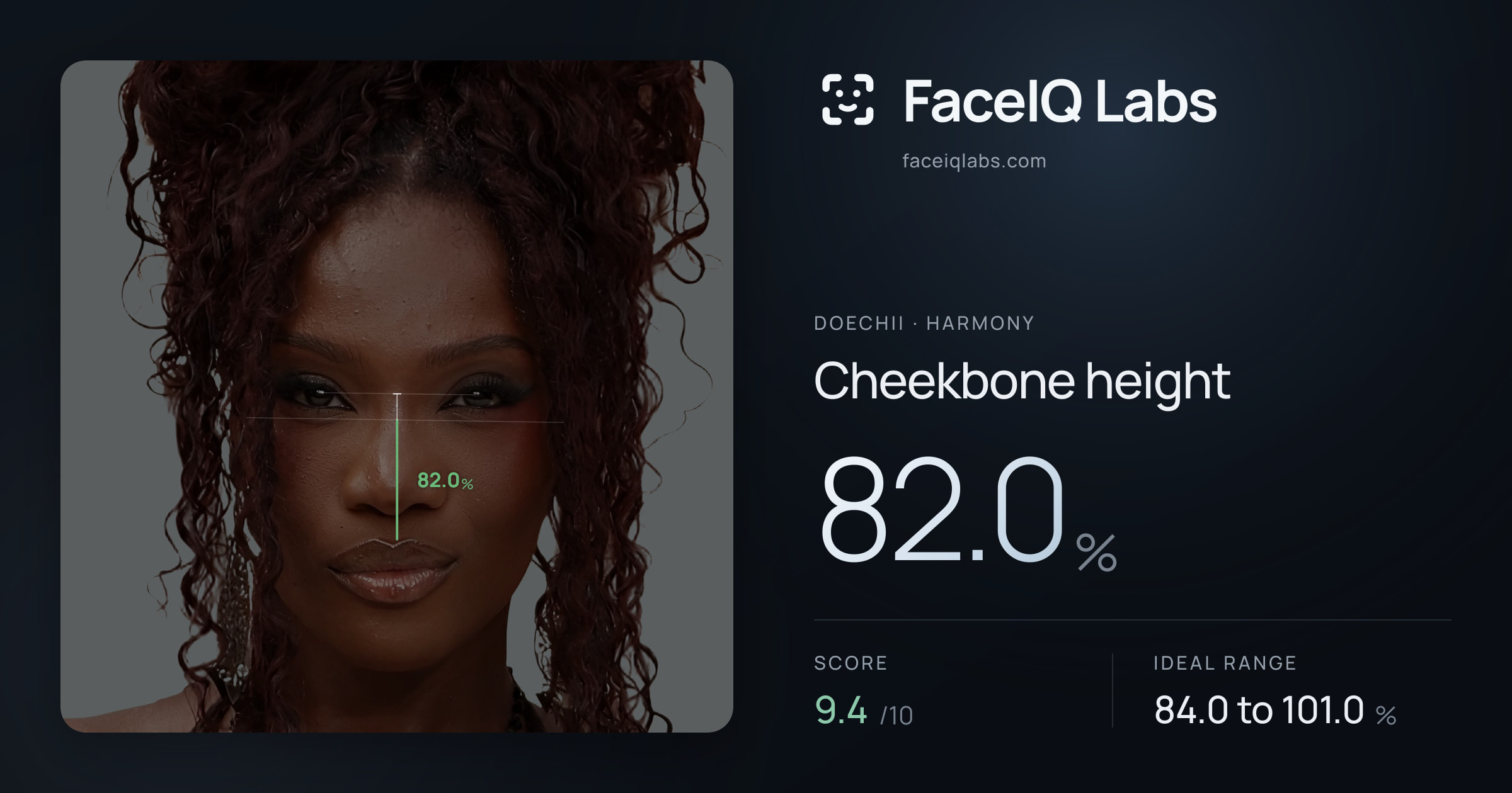 Doechii Cheekbone height: 82.0%, drawn on the photo