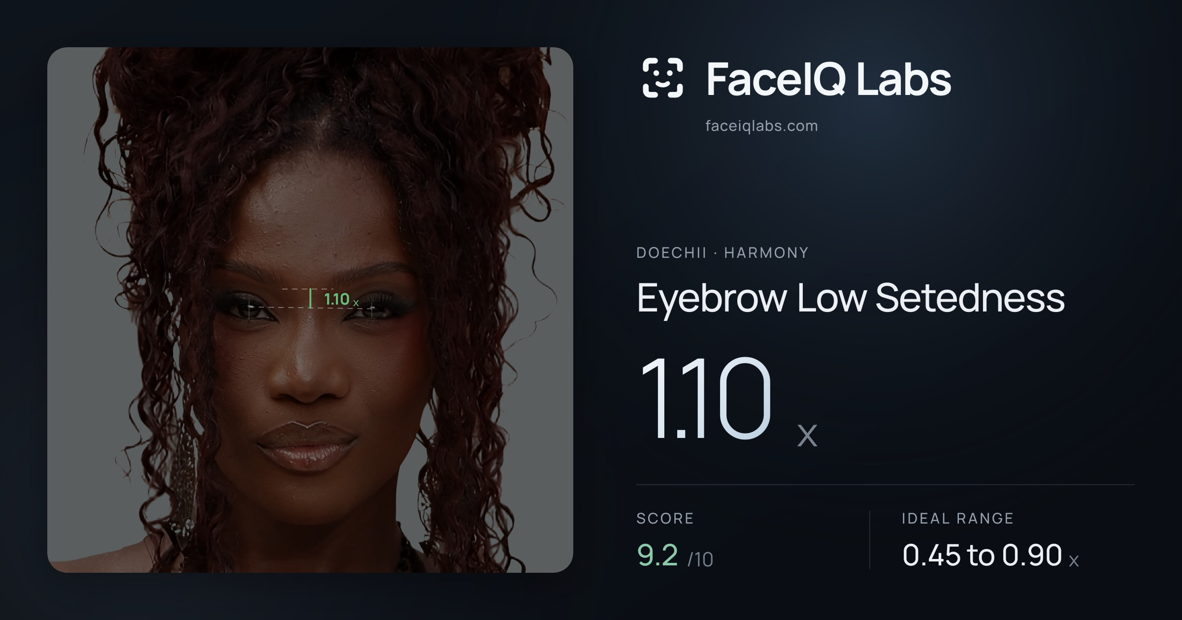 Doechii Eyebrow Low Setedness: 1.10x, drawn on the photo